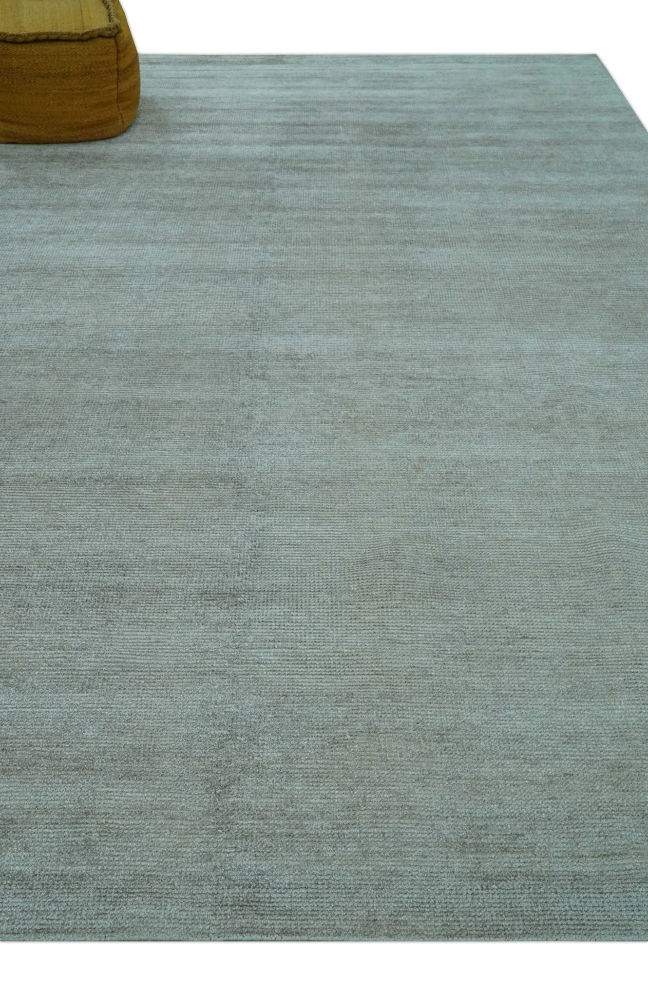 Modern Solid Design Silver Hand Knotted 9x12 Wool Area Rug - Image 8