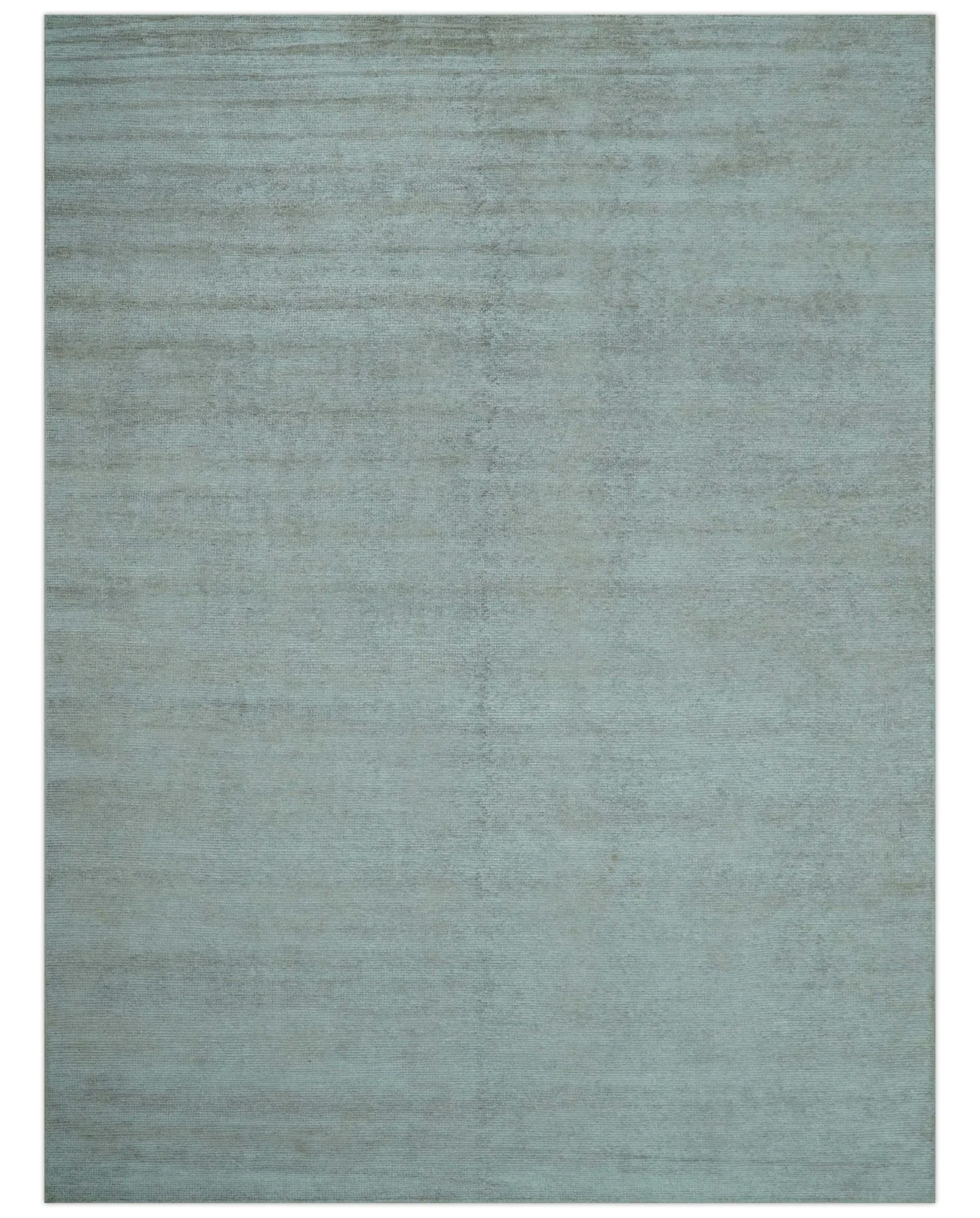 Modern Solid Design Silver Hand Knotted 9x12 Wool Area Rug - Image 9