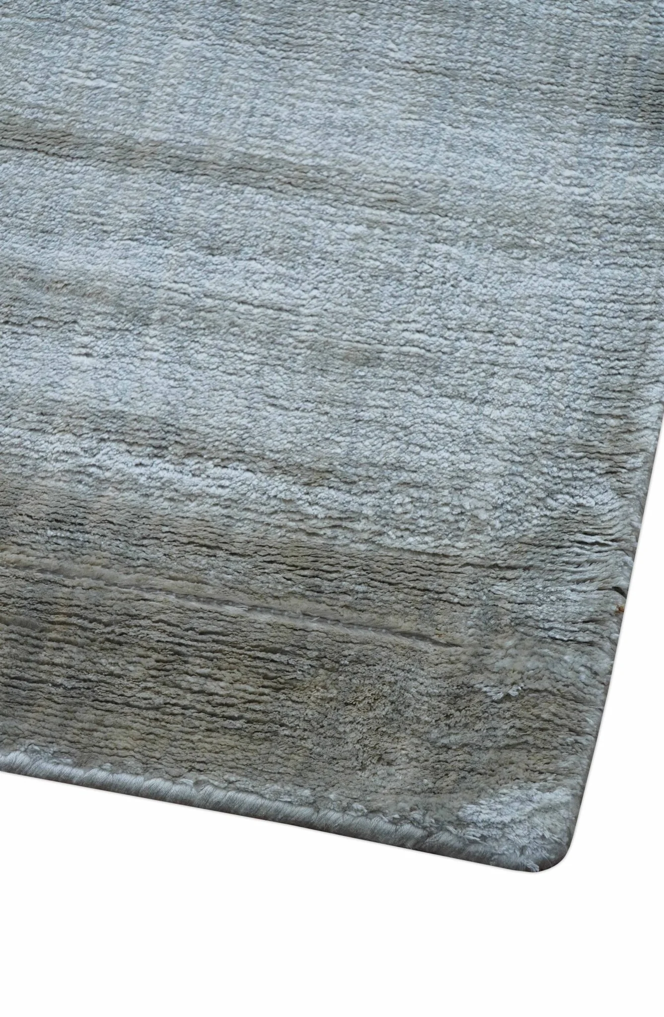 Modern Solid Design Blue And Gray Hand Loom 9x12 Art Silk Area Rug - Image 8