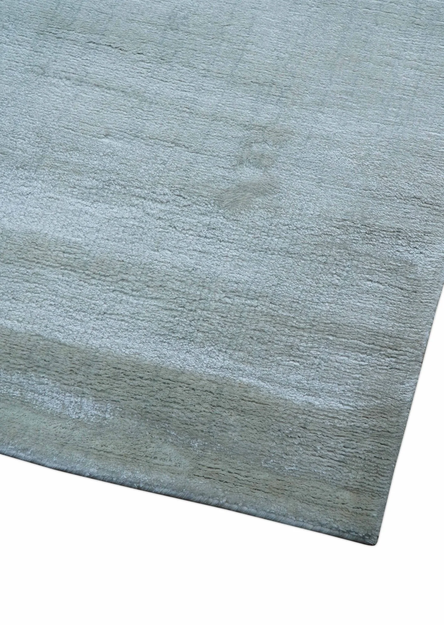 Modern Solid Design Blue Hand Loom 8.6x9 Art Silk Area Rug - Image 5