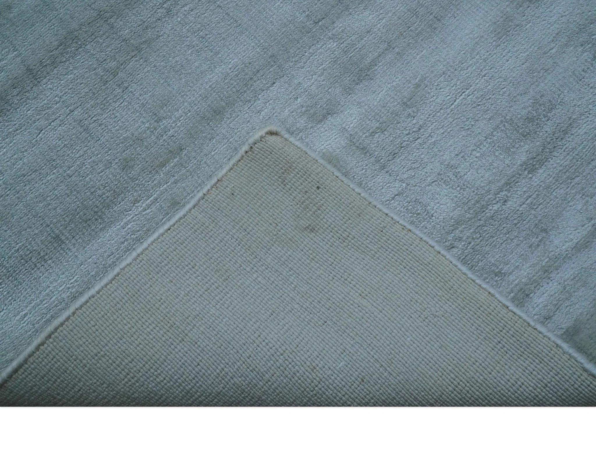 Modern Solid Design Blue Hand Loom 8.6x9 Art Silk Area Rug - Image 7