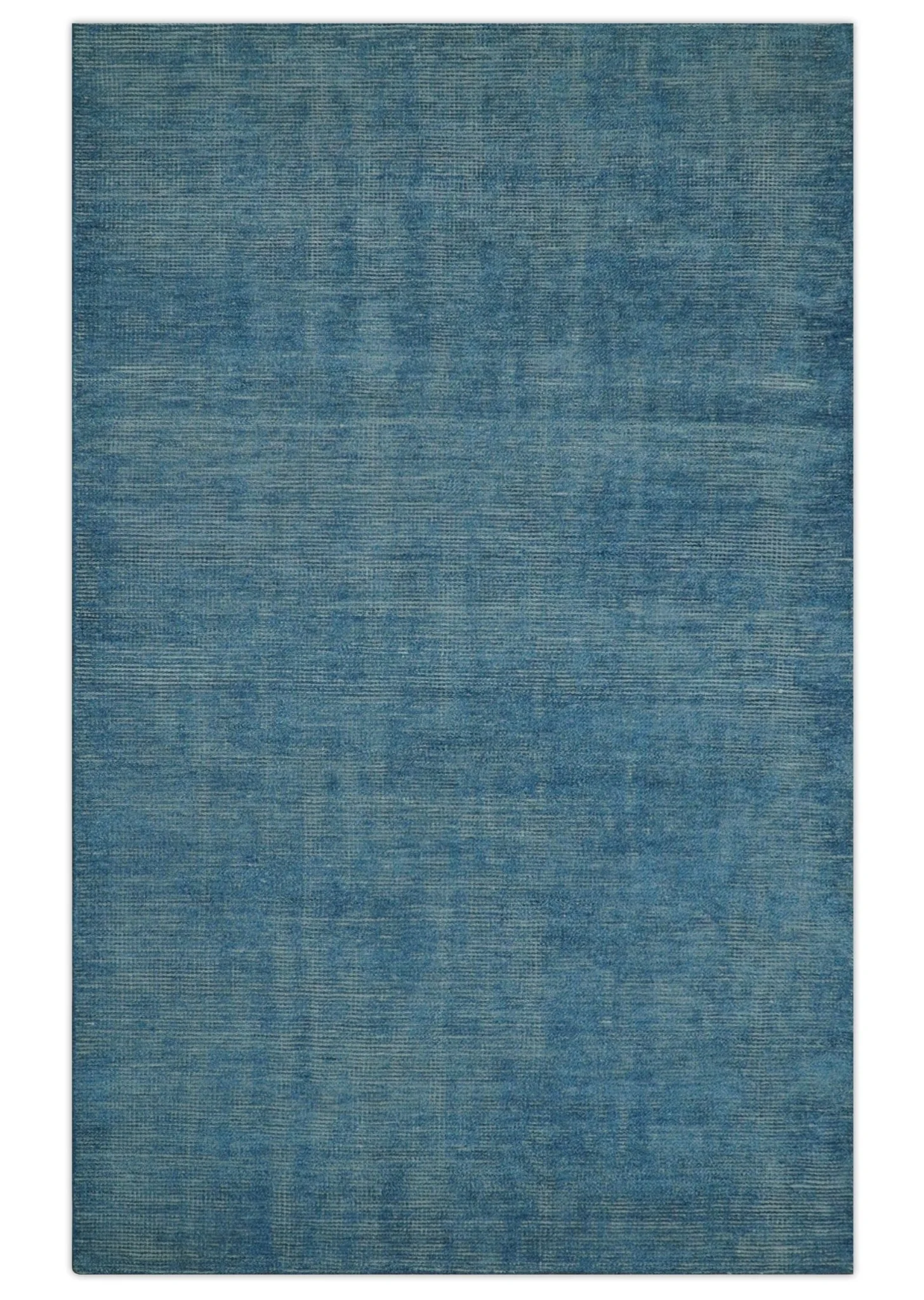 Modern Solid Design Gray And Blue 5x8 Hand Knotted Wool Area Rug - Image 10