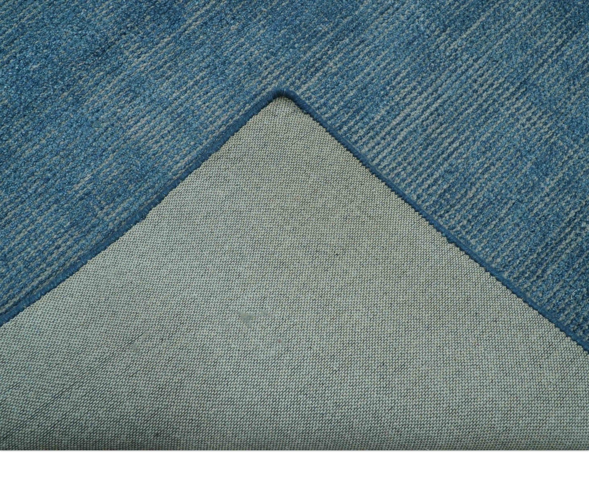 Modern Solid Design Gray And Blue 5x8 Hand Knotted Wool Area Rug - Image 5