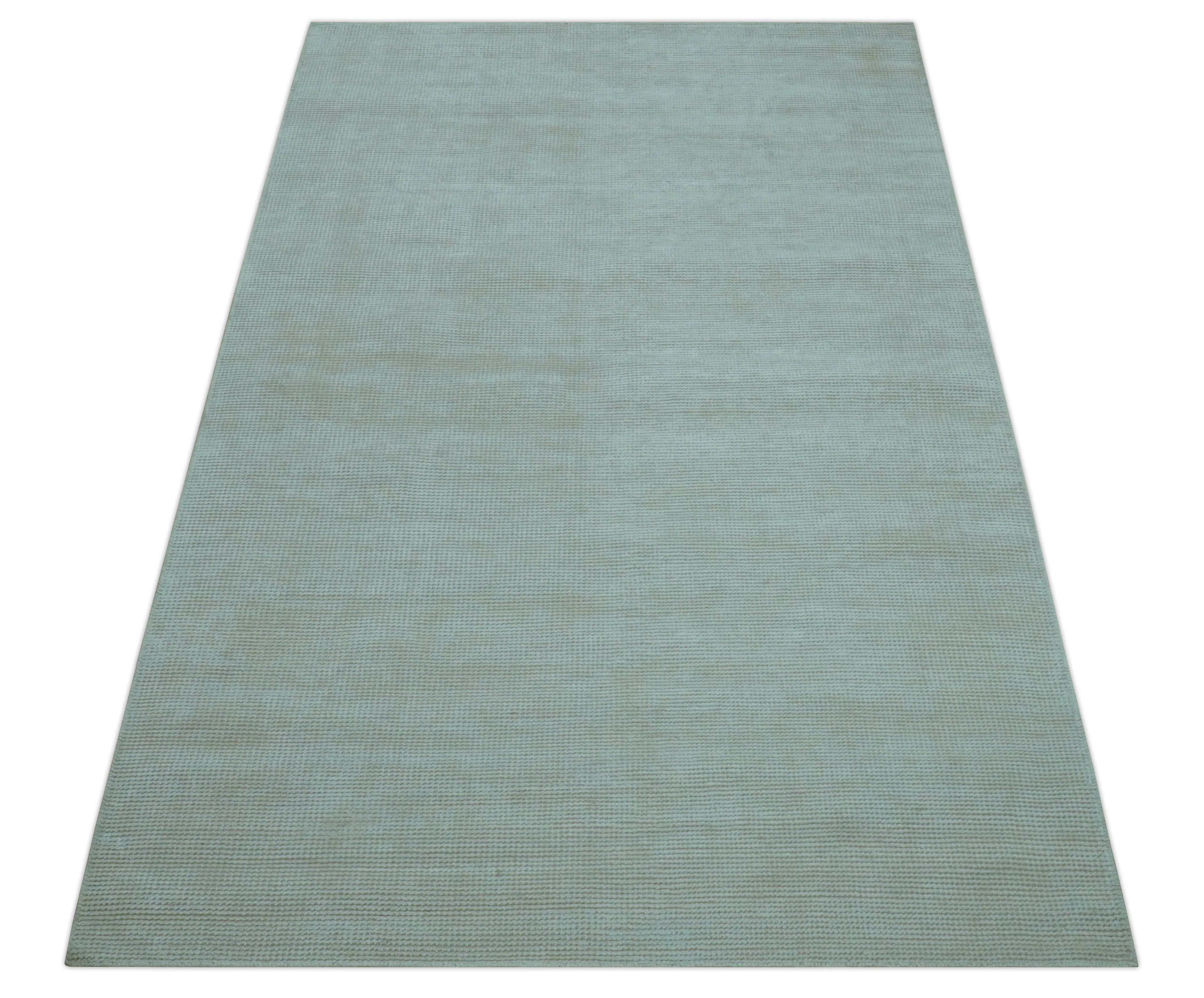 Modern Solid Design Ivory 5x8 Hand Woven Wool Area Rug - Image 11