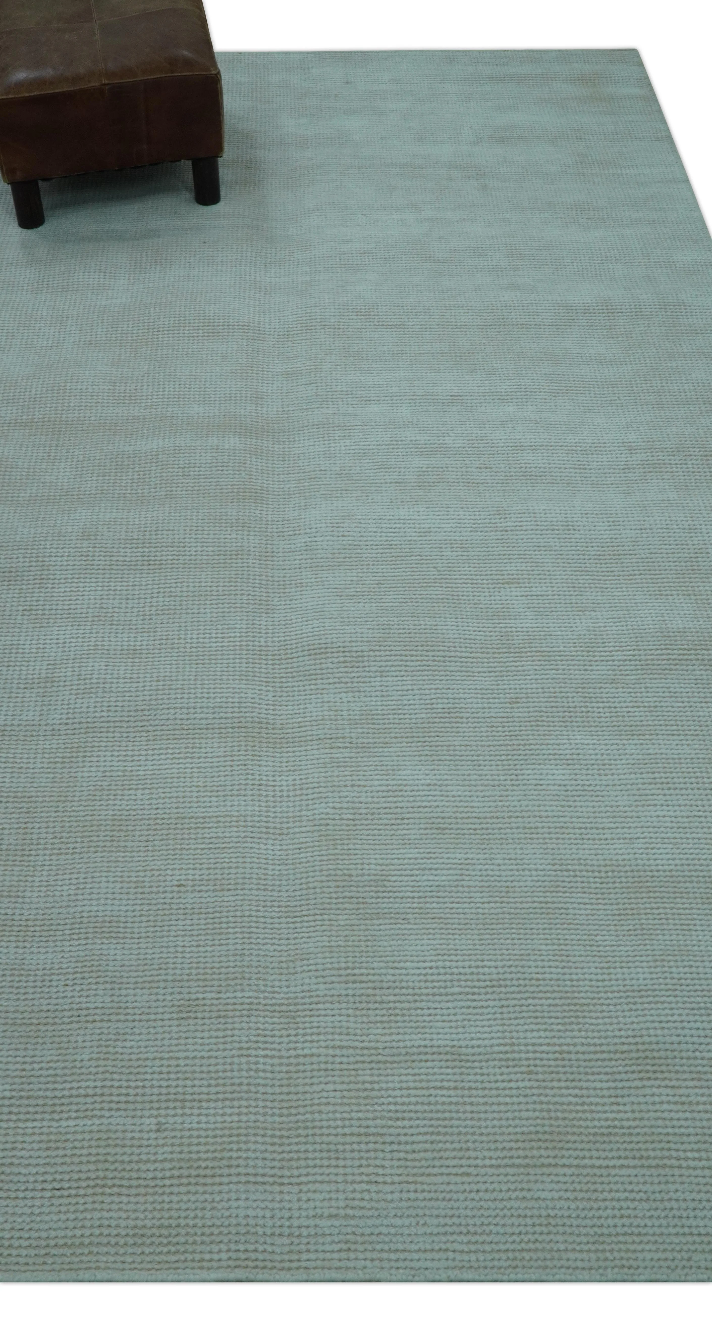 Modern Solid Design Ivory 5x8 Hand Woven Wool Area Rug - Image 9