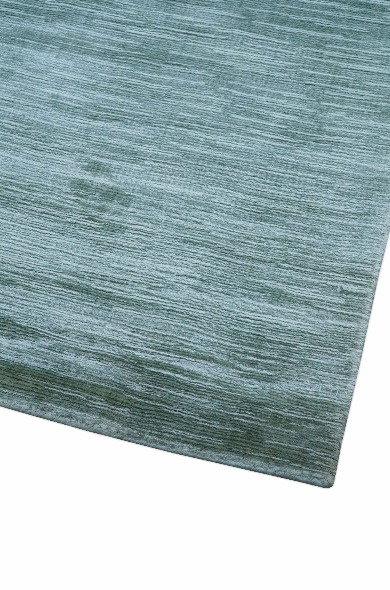 Modern Solid Design Teal Hand Loom 8x11 Art Silk Area Rug - Image 8