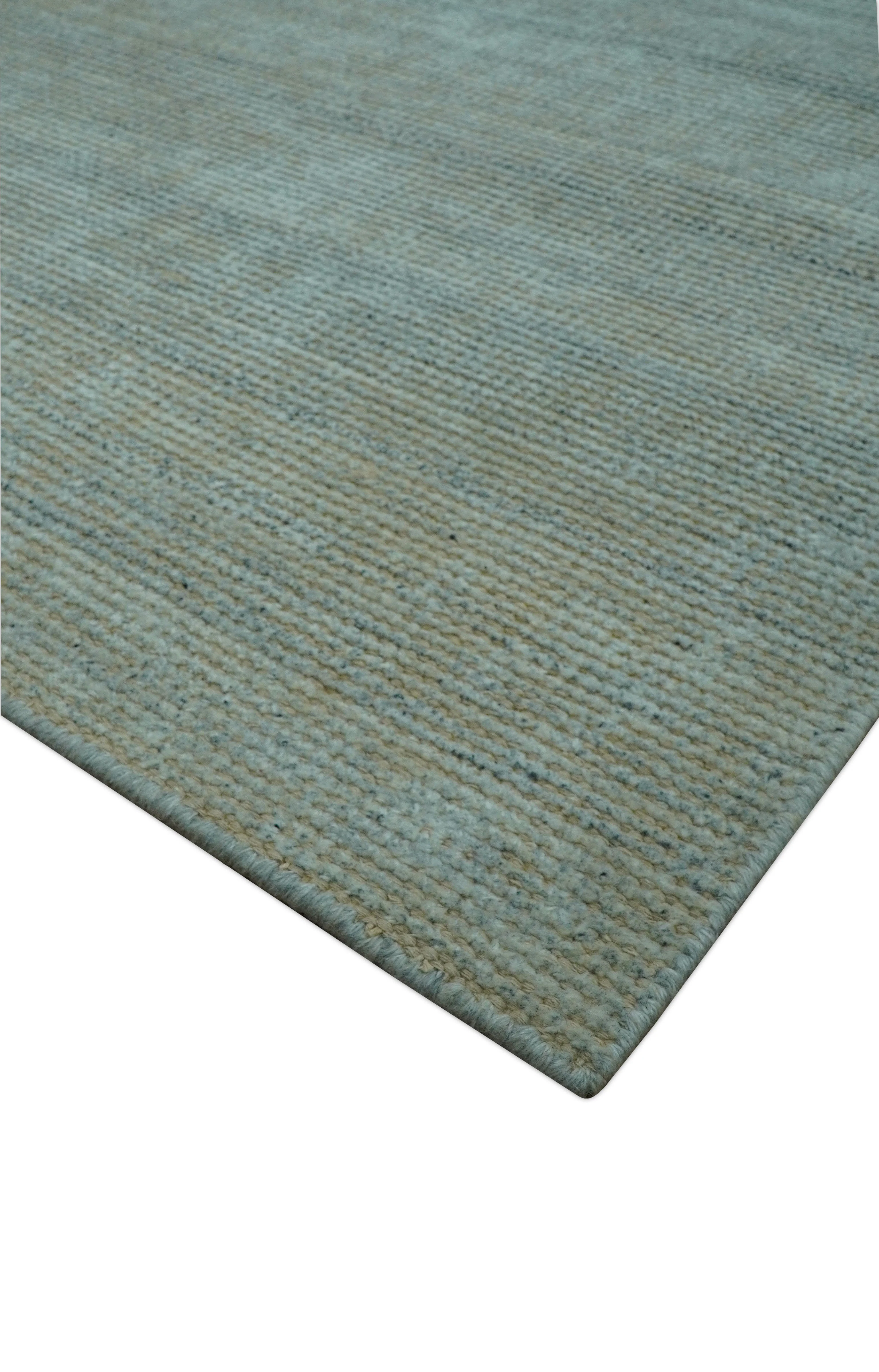 Modern Solid Design Green And Blue 5x8 Hand Knotted Wool Area Rug - Image 10