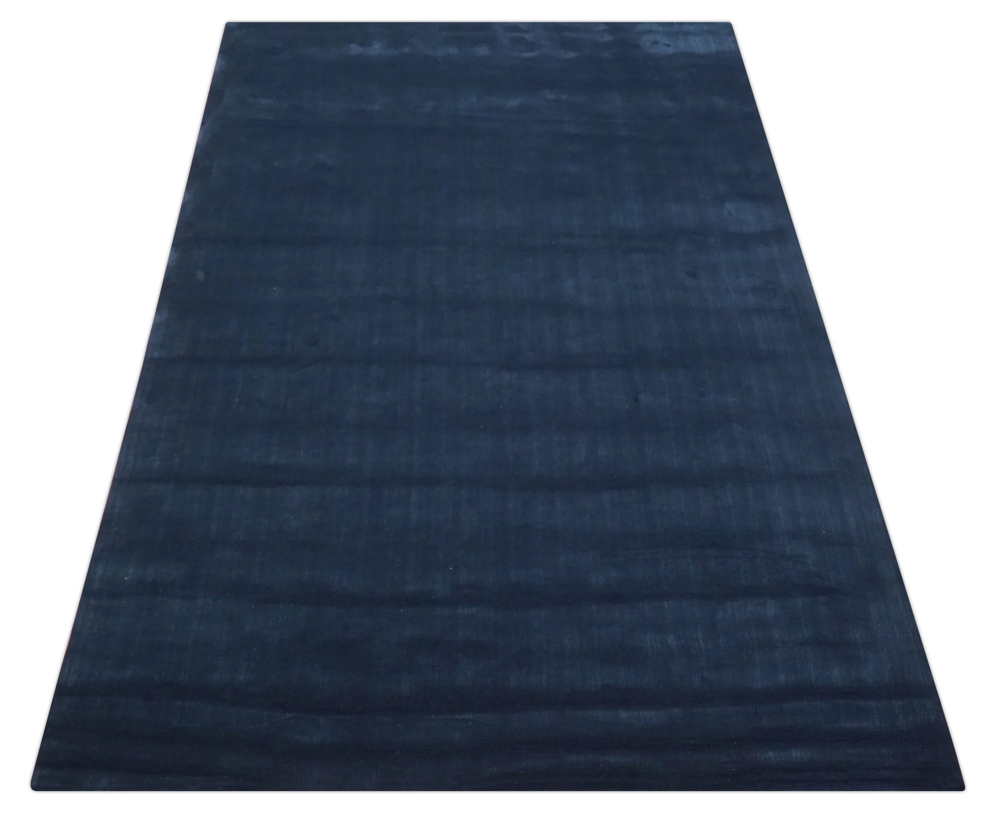 Modern Solid Design Navy Blue Hand Loom 8.9x12.8 Art Silk Rug - Image 10