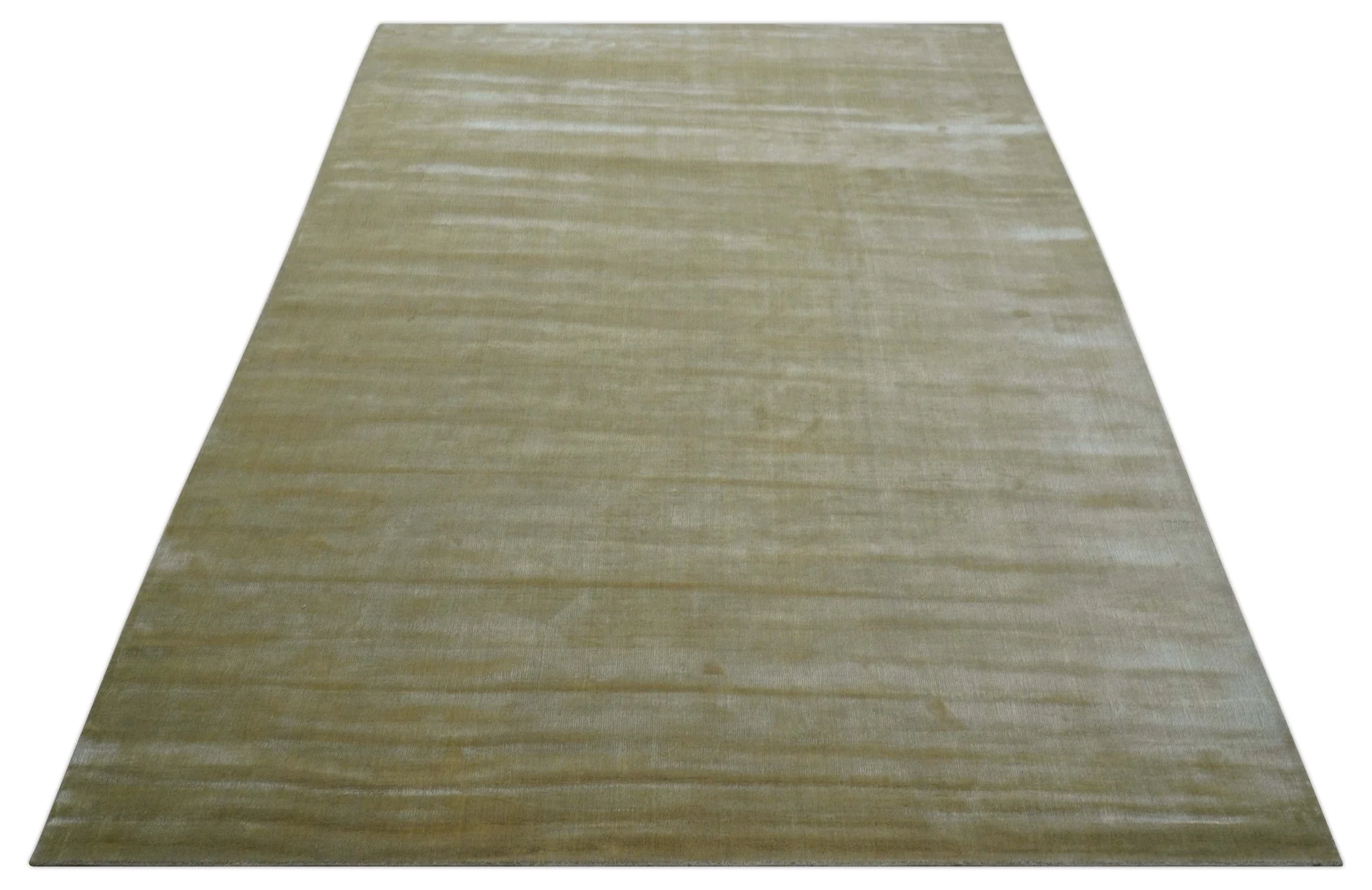 Modern Solid Design Gold and Silver Hand Loom 10x14 Art Silk Area Rug - Image 11