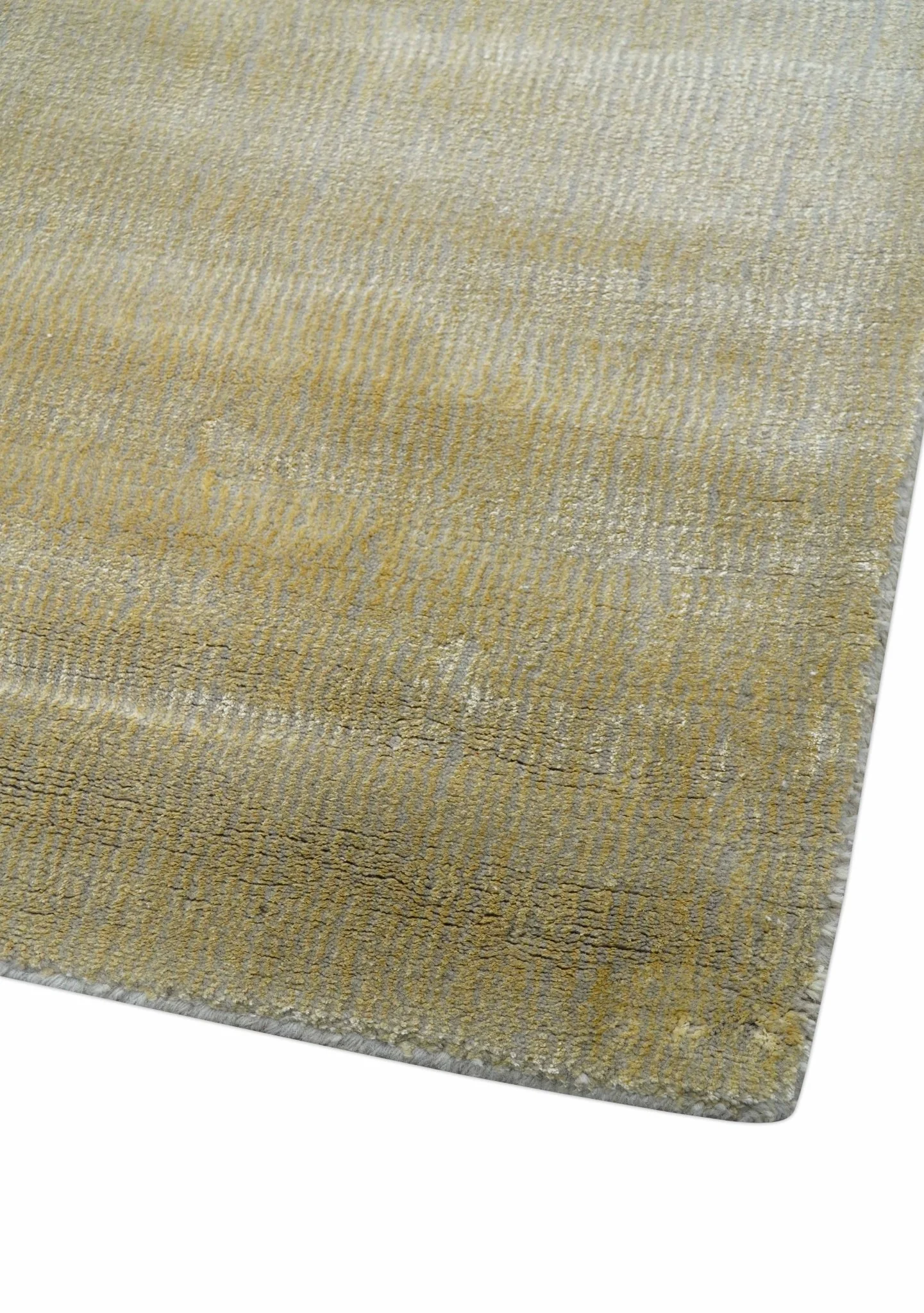 Modern Solid Design Gold and Silver Hand Loom 10x14 Art Silk Area Rug - Image 5
