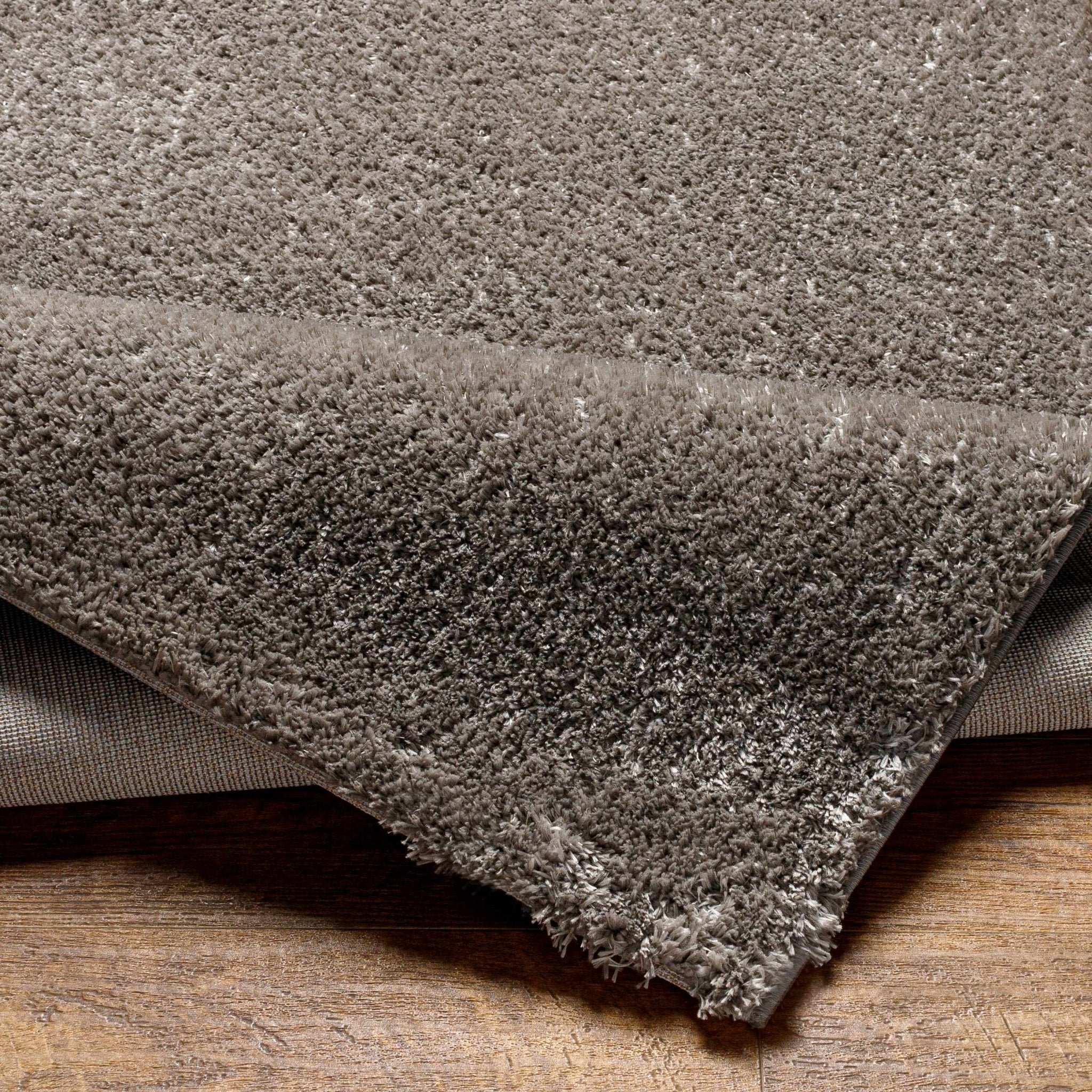Modern Solid Gray Plush Pile Area Rug - Image 3