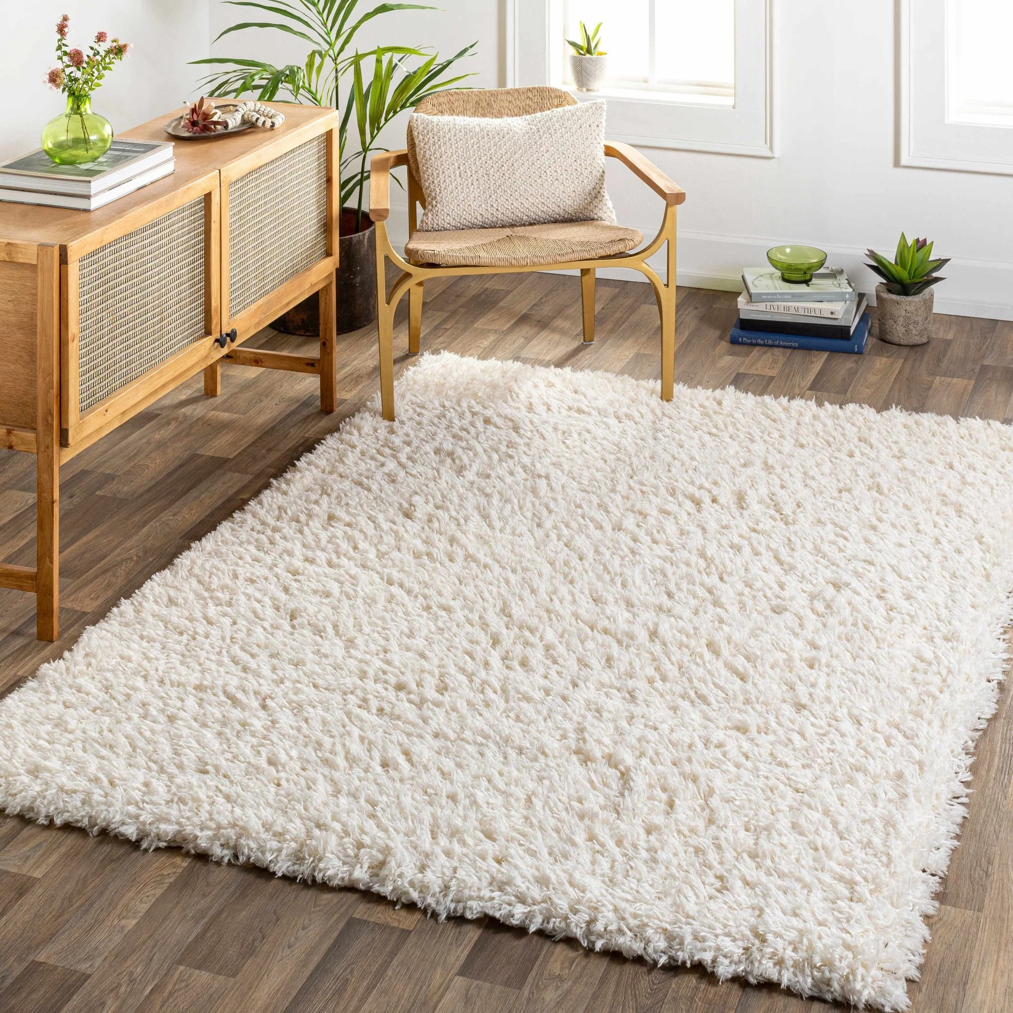 Modern Solid Ivory Moroccan Style Multi Size Plush Pile area rug - Image 4