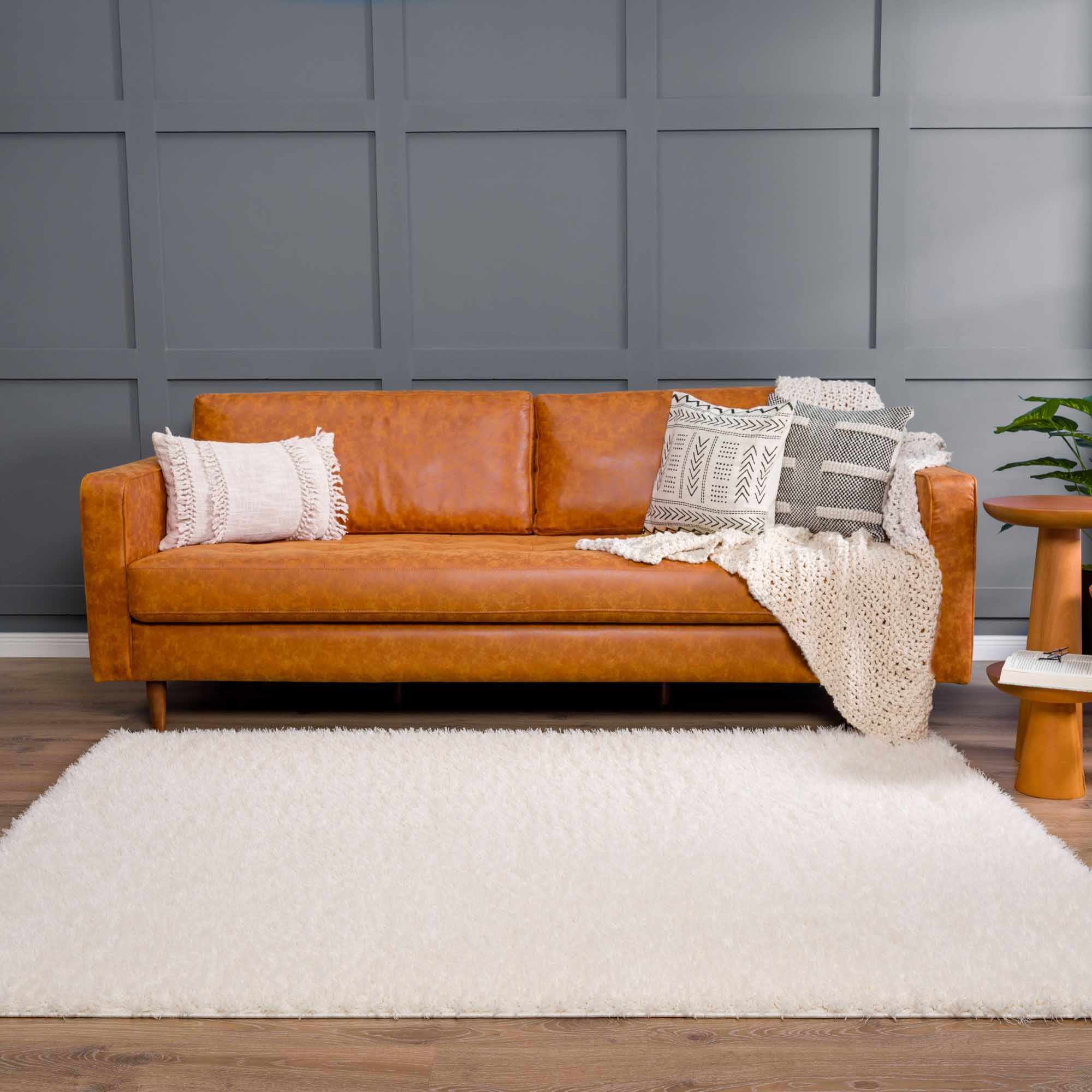 Modern Solid Ivory Plush Pile Moroccan style Washable Area Rug - Image 18