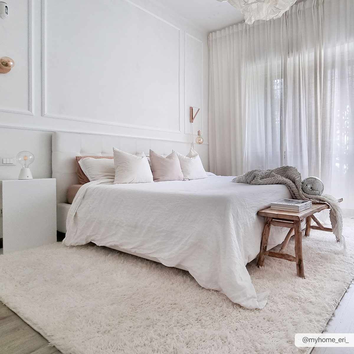 Modern Solid Ivory Plush Pile Moroccan style Washable Area Rug - Image 2