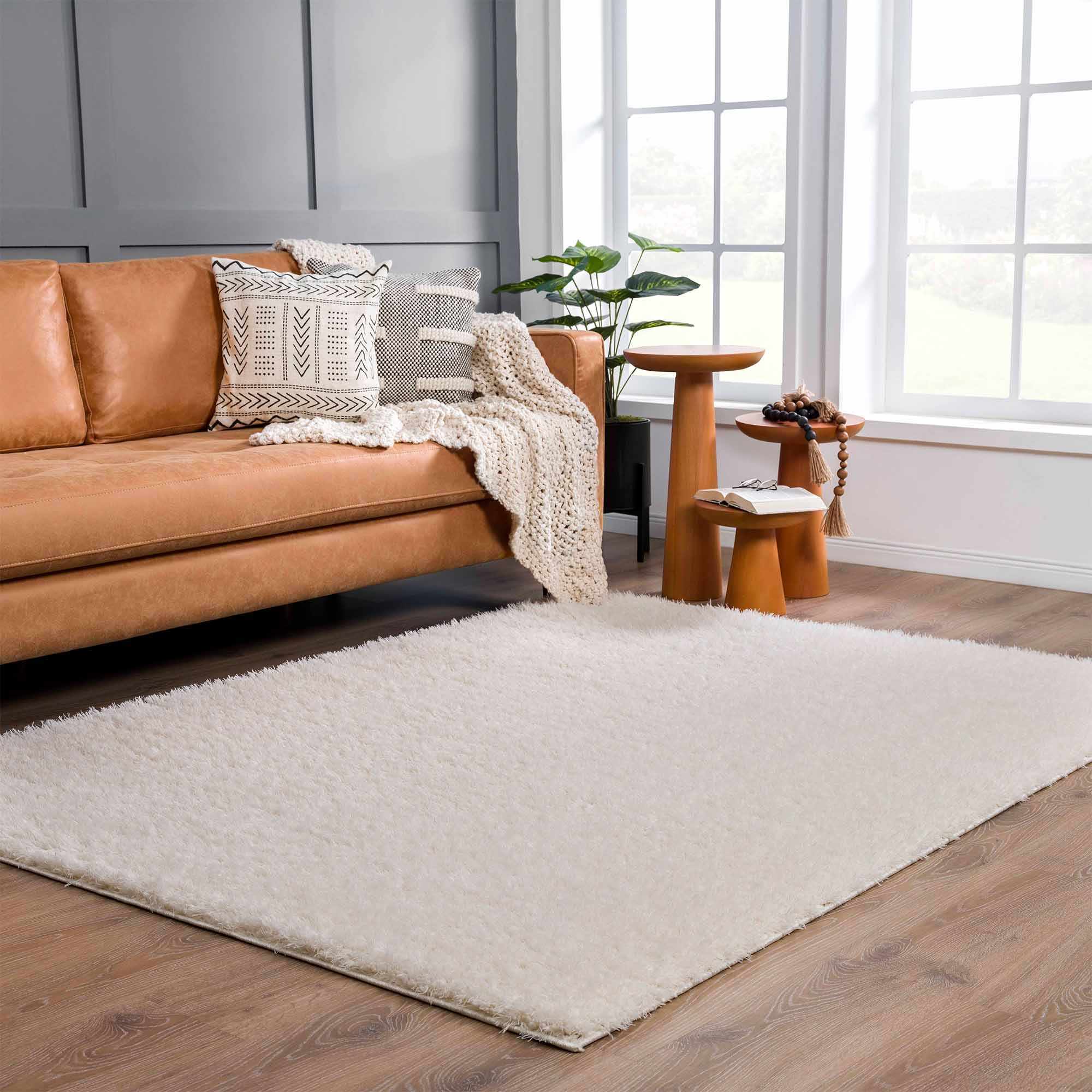 Modern Solid Ivory Plush Pile Moroccan style Washable Area Rug - Image 20