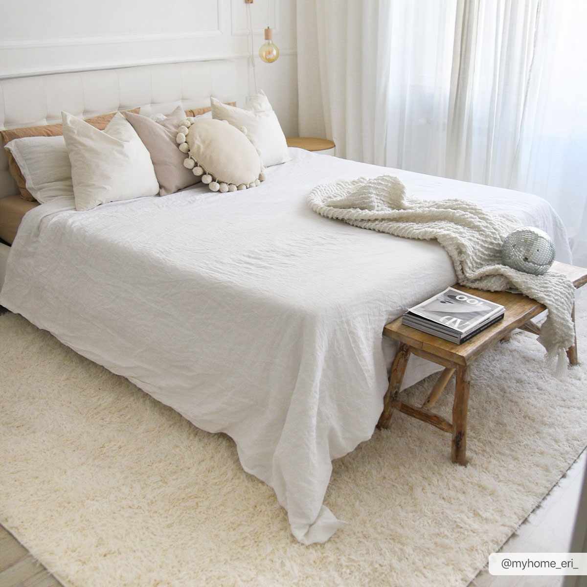 Modern Solid Ivory Plush Pile Moroccan style Washable Area Rug - Image 3