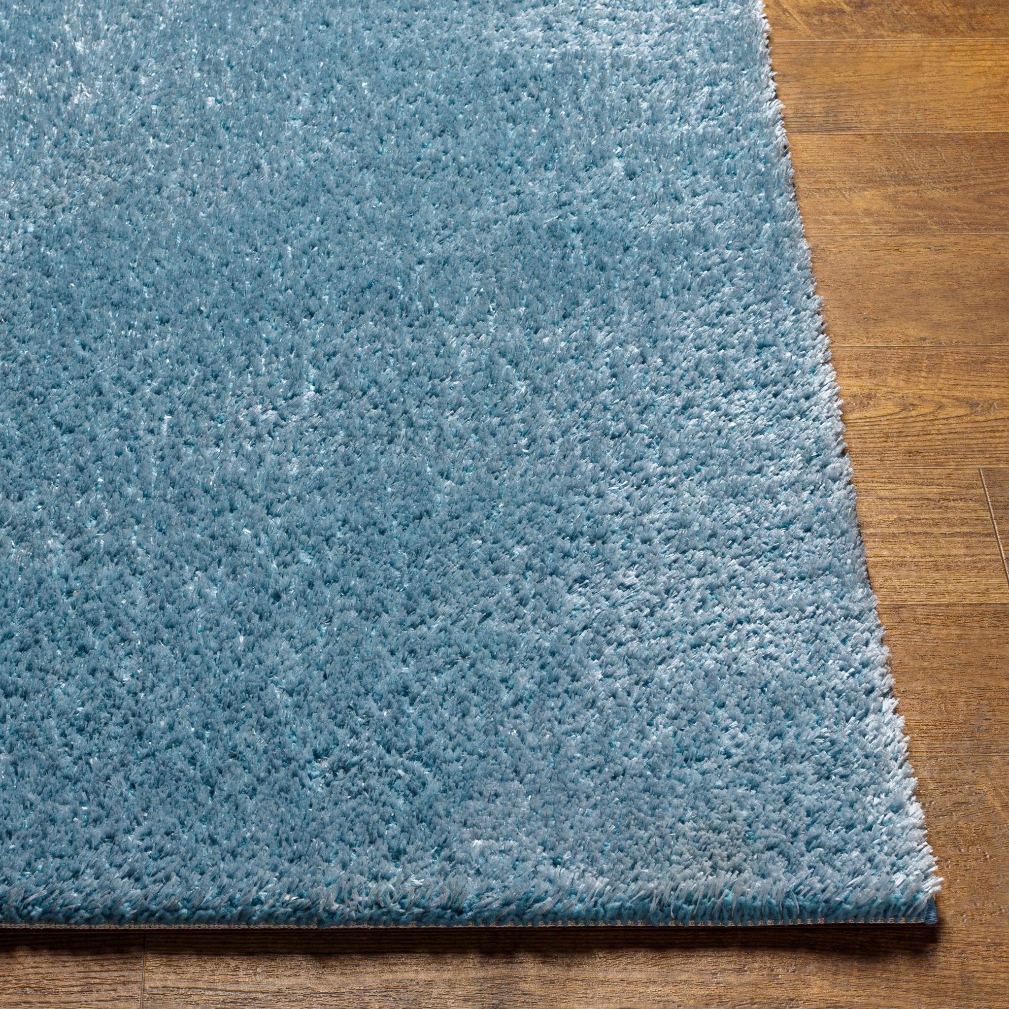 Modern Solid Light Blue Plush Pile Area Rug - Image 3