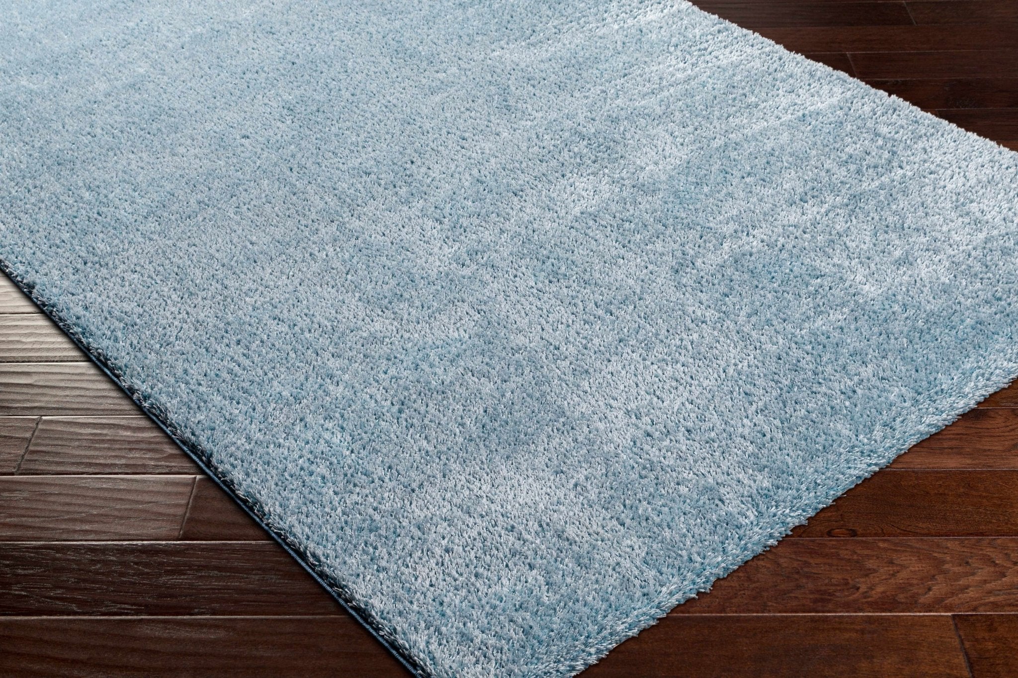 Modern Solid Light Blue Plush Pile Area Rug - Image 4
