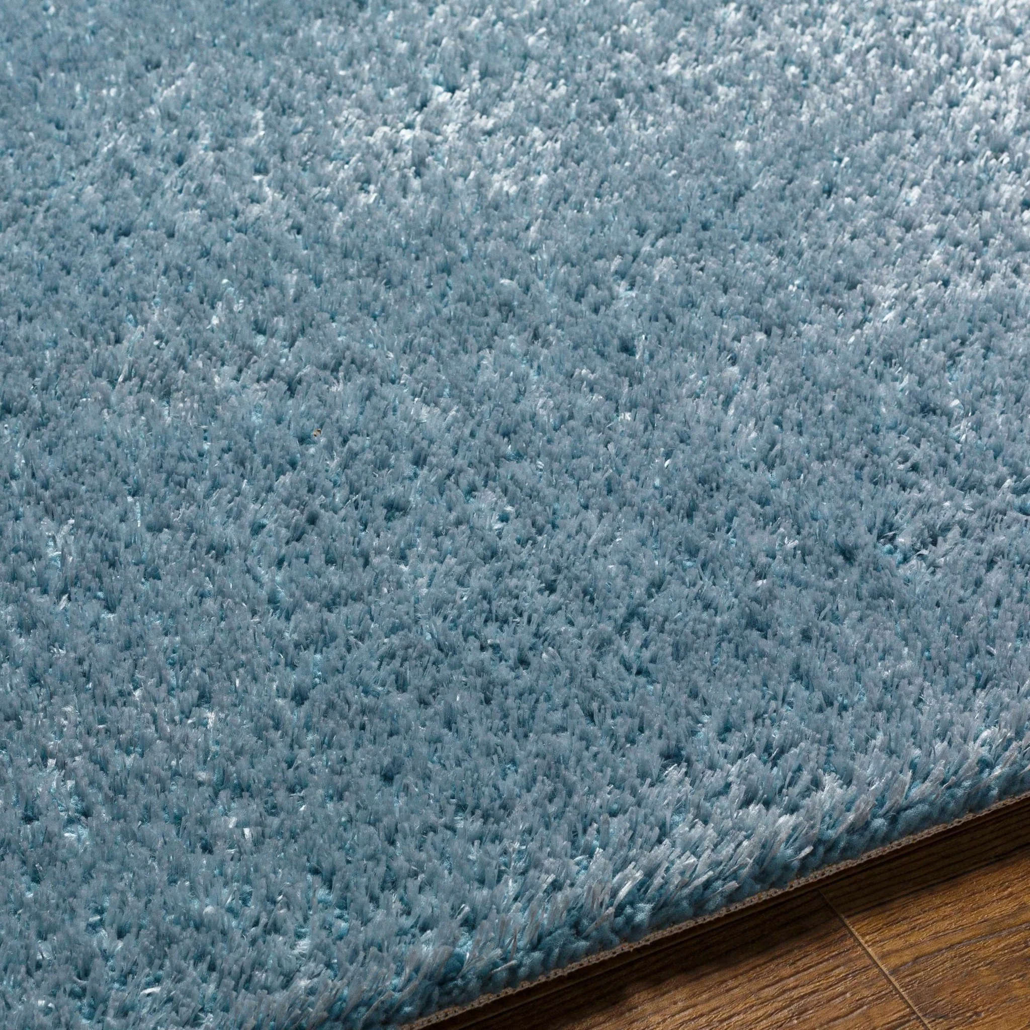 Modern Solid Light Blue Plush Pile Area Rug - Image 6