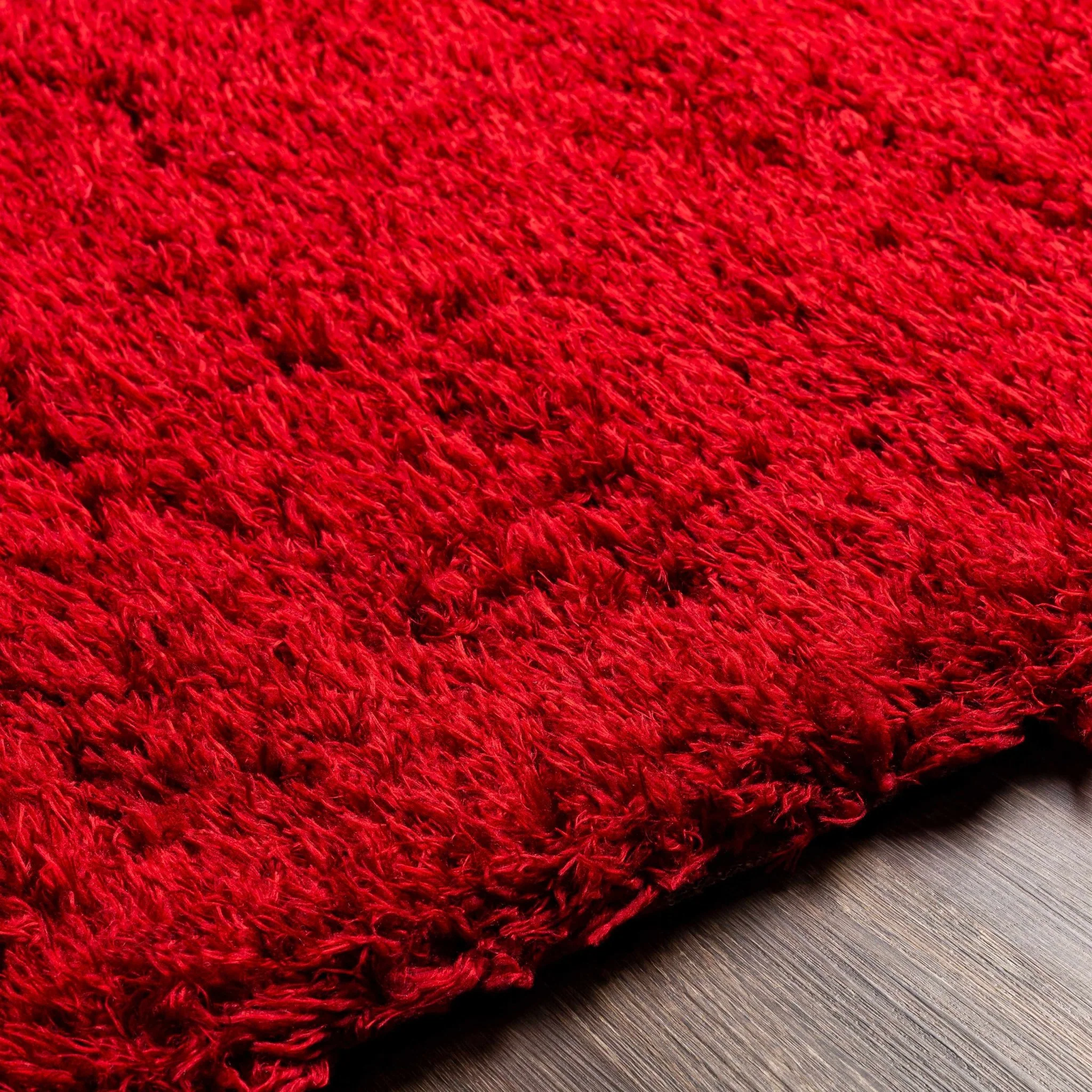 Modern Solid Maroon Moroccan Style Plush Pile Area Rug - Image 3
