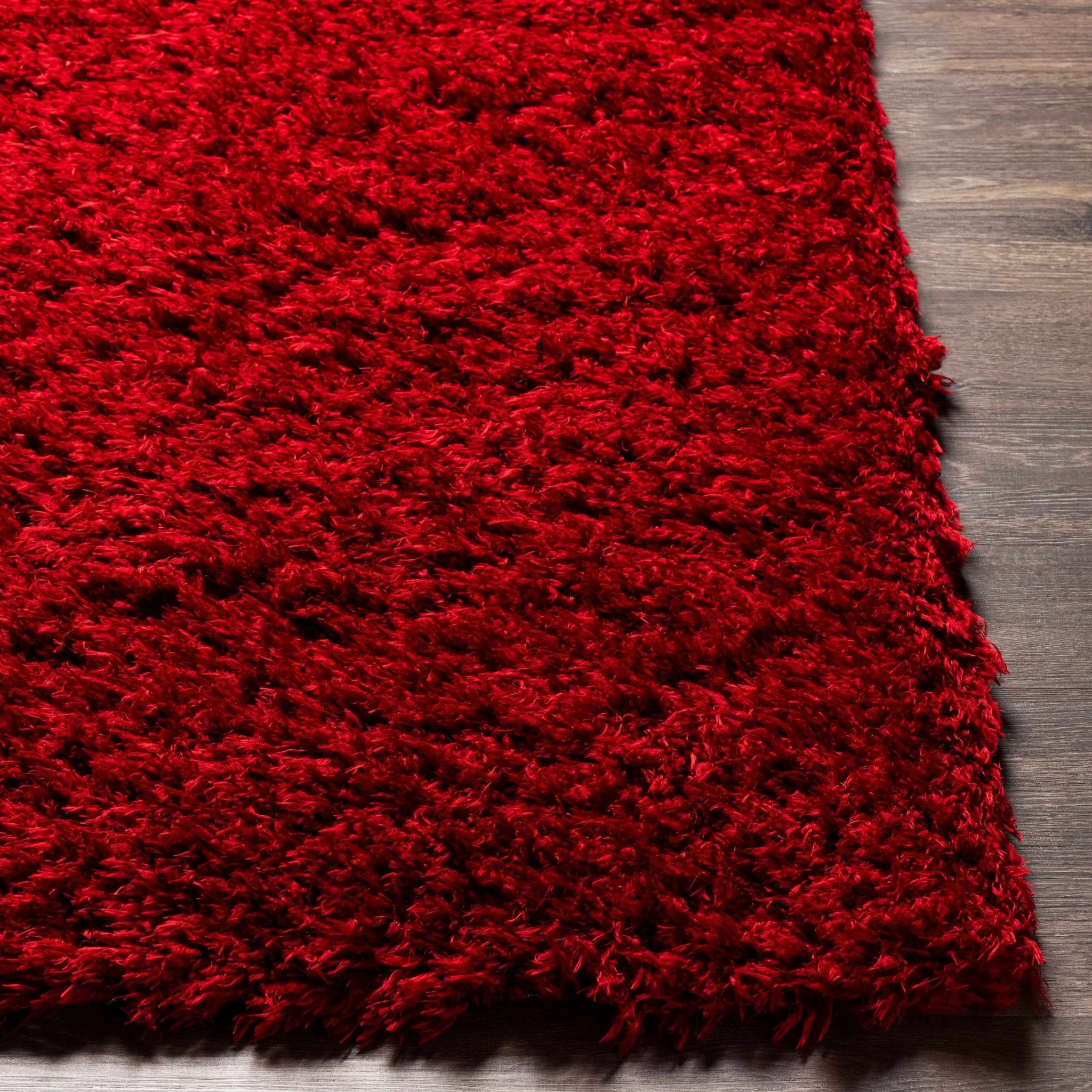 Modern Solid Maroon Moroccan Style Plush Pile Area Rug - Image 5