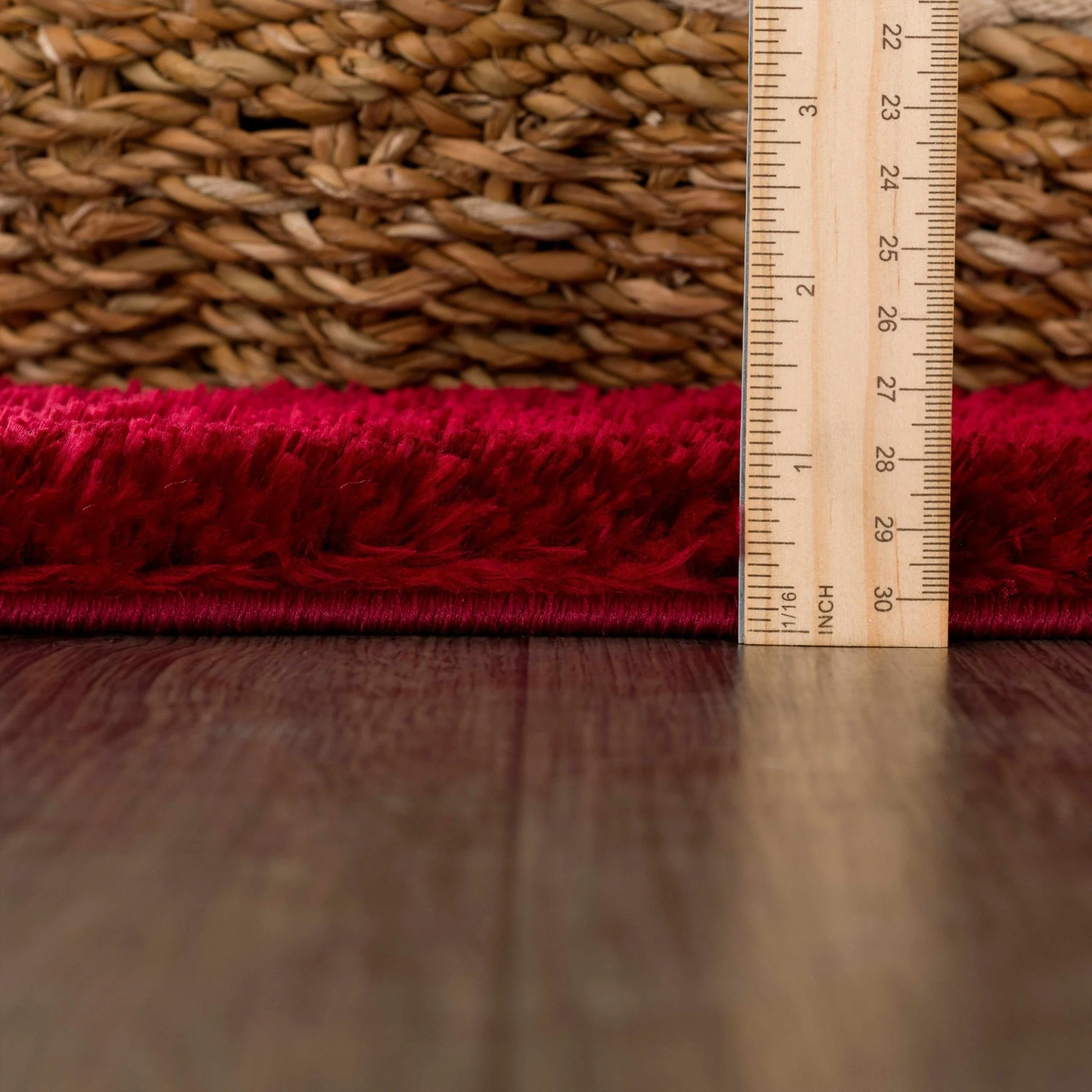 Modern Solid Maroon Plush Pile Moroccan Area Rug - Image 10