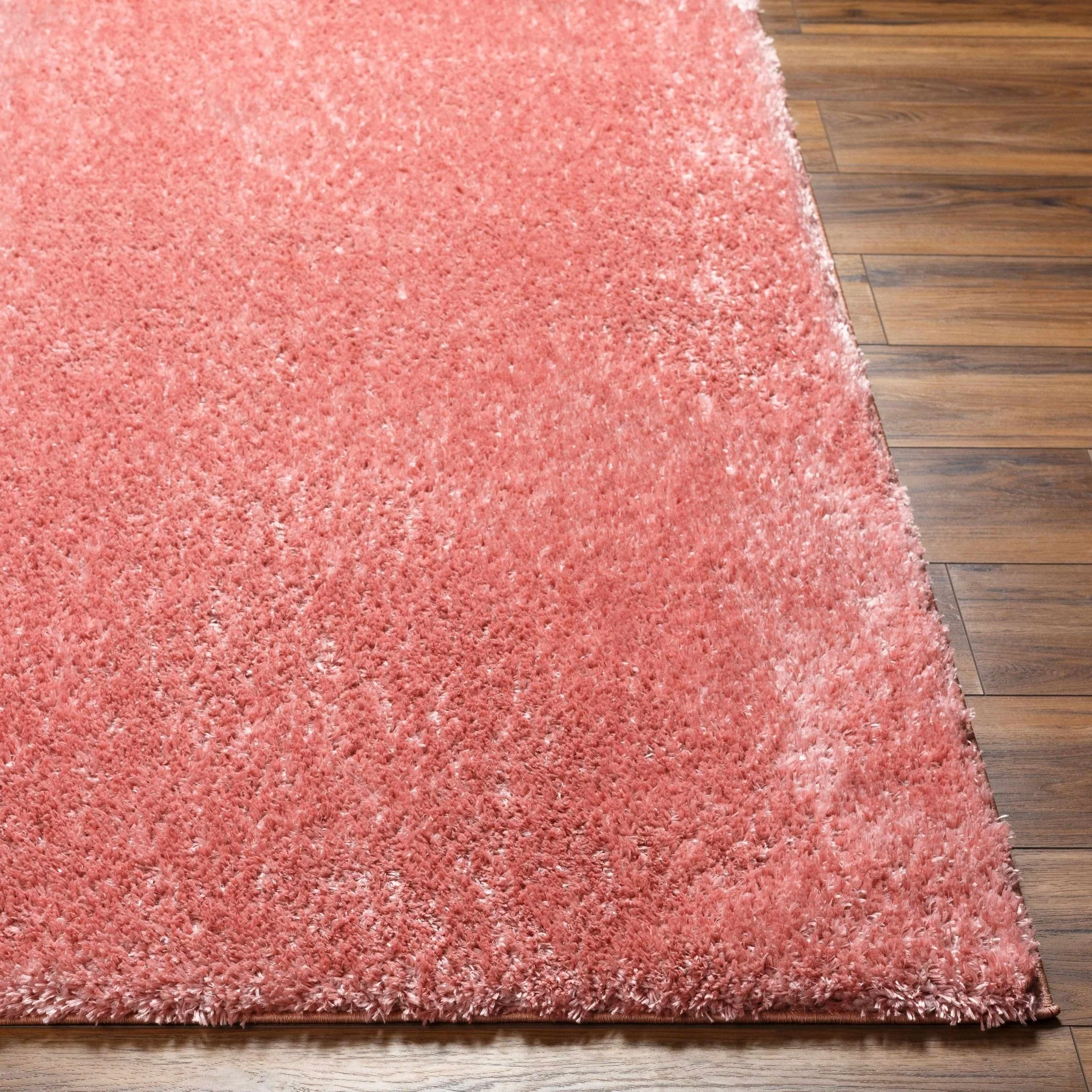 Modern Solid Peach Plush Pile Moroccan Style Area Rug - Image 15