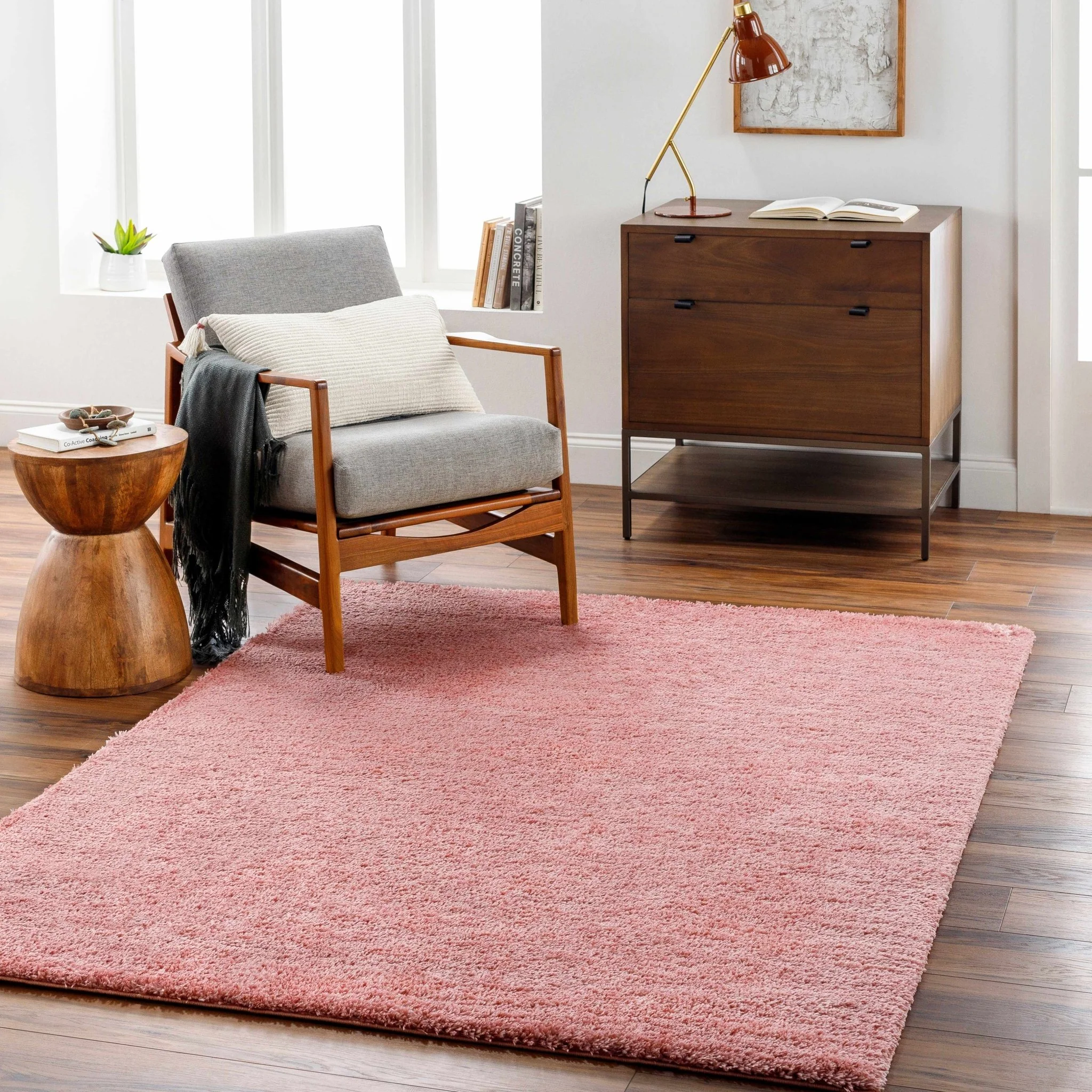 Modern Solid Peach Plush Pile Moroccan Style Area Rug - Image 19