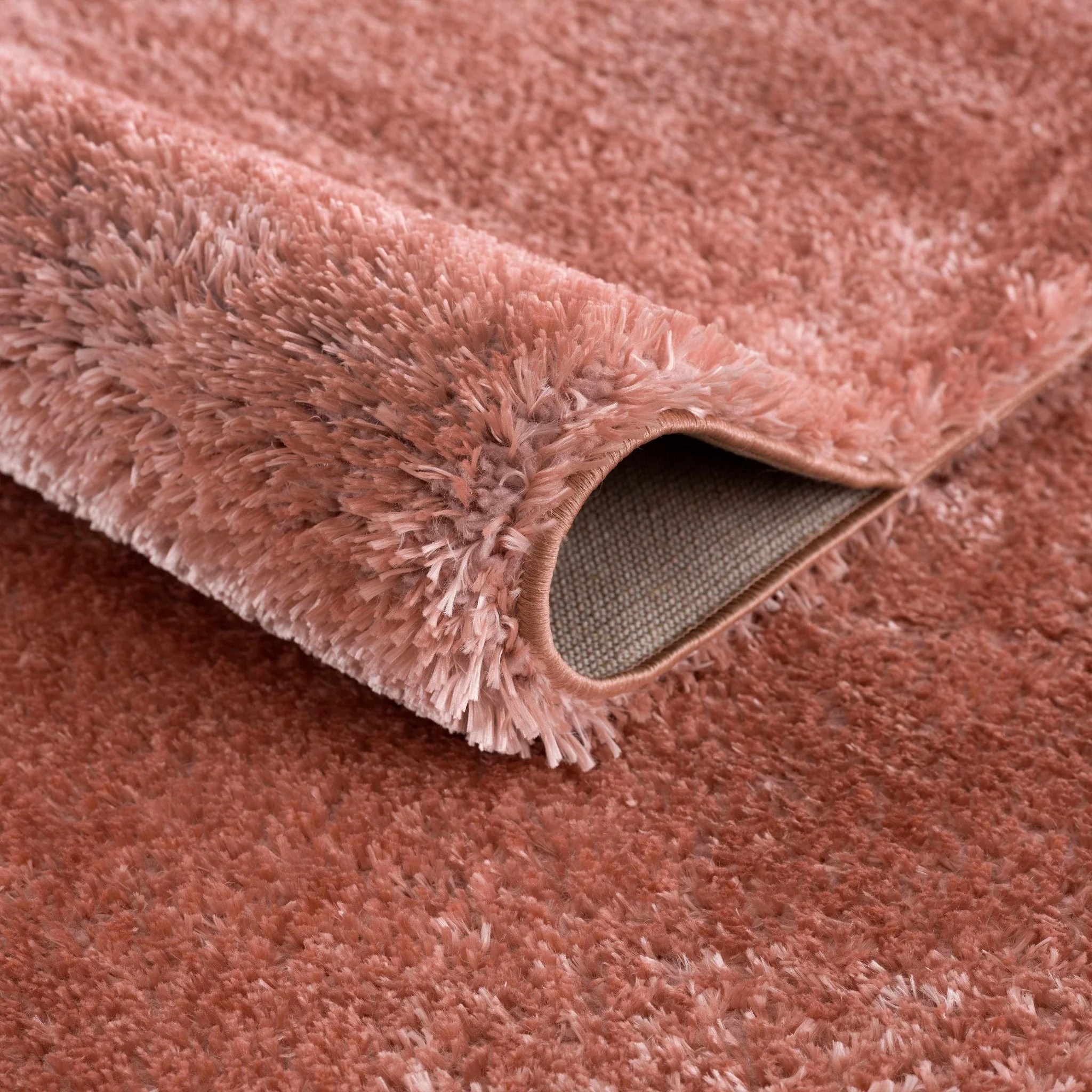 Modern Solid Peach Plush Pile Moroccan Style Area Rug - Image 4
