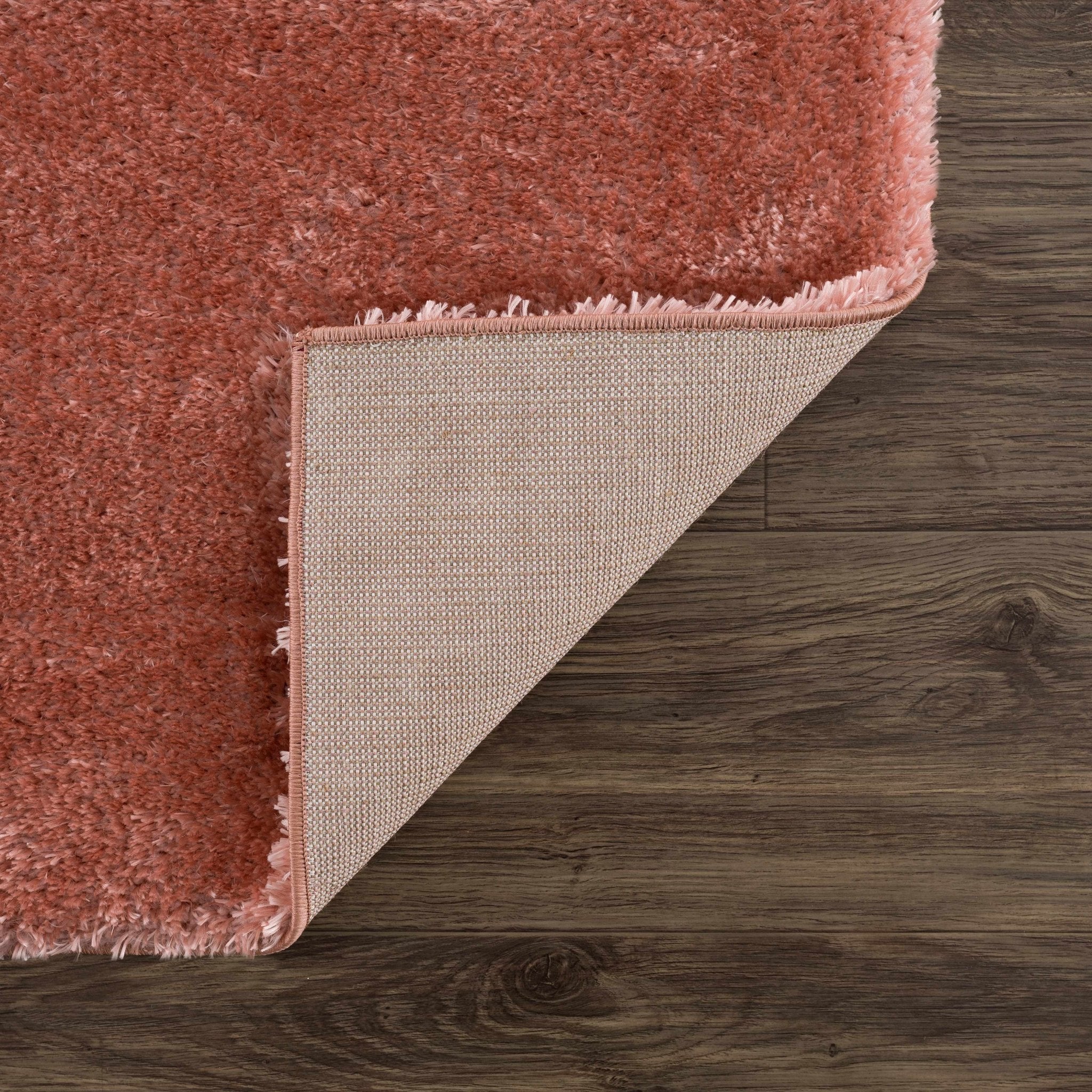 Modern Solid Peach Plush Pile Moroccan Style Area Rug - Image 6