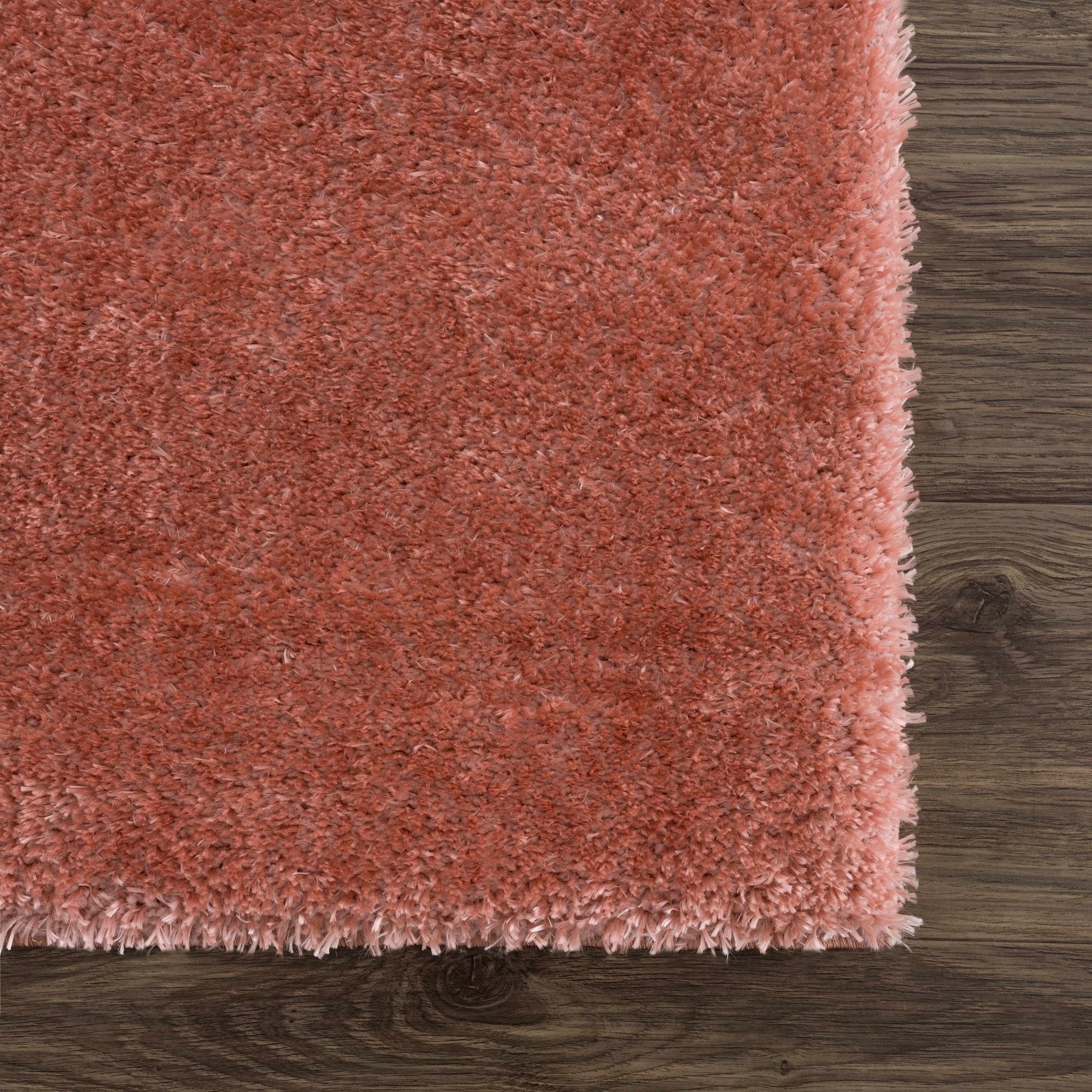 Modern Solid Peach Plush Pile Moroccan Style Area Rug - Image 9