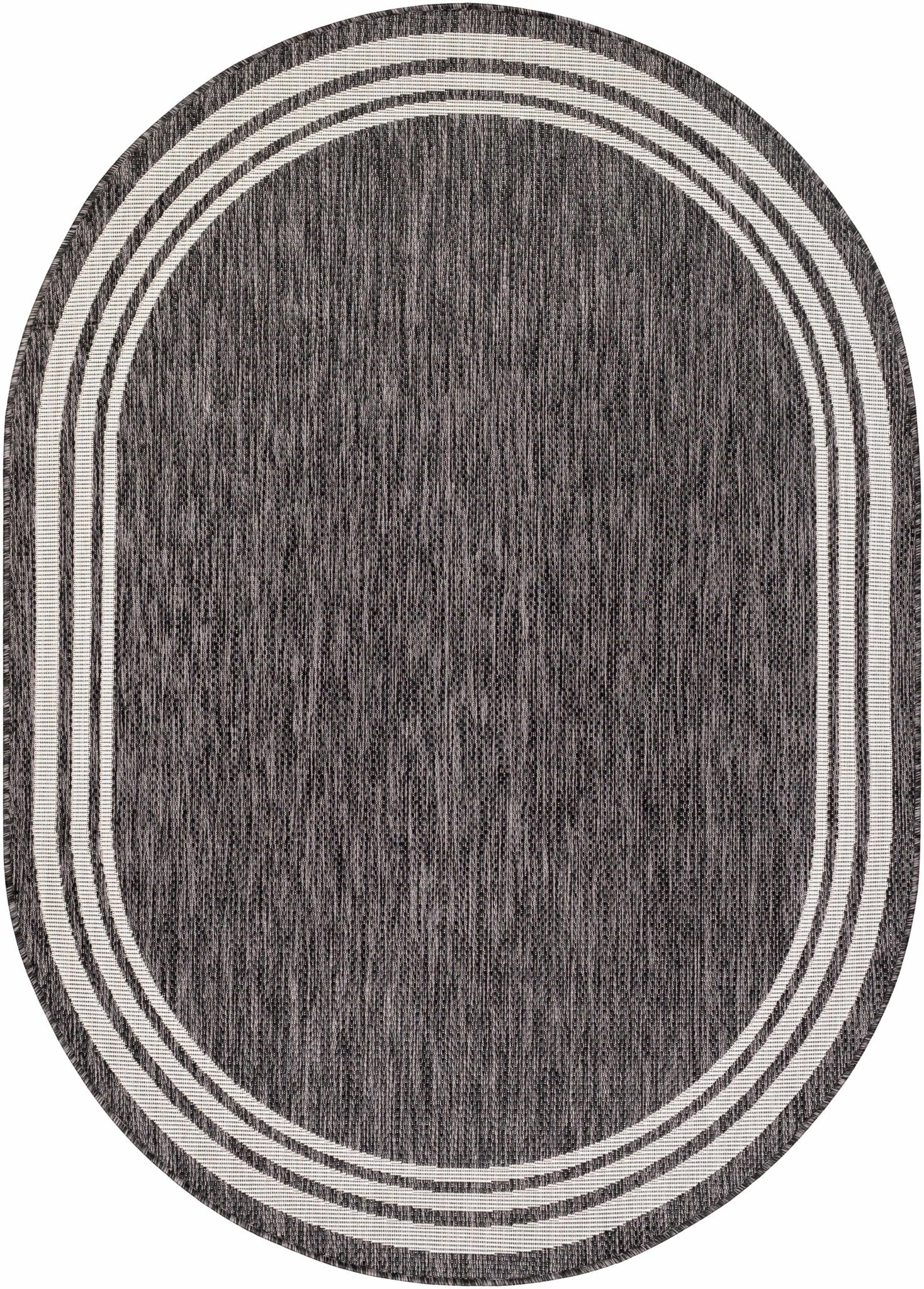Modern Solid Plain Charcoal and Ivory Stripes Design Outdoor Safe Area Rug - Image 16