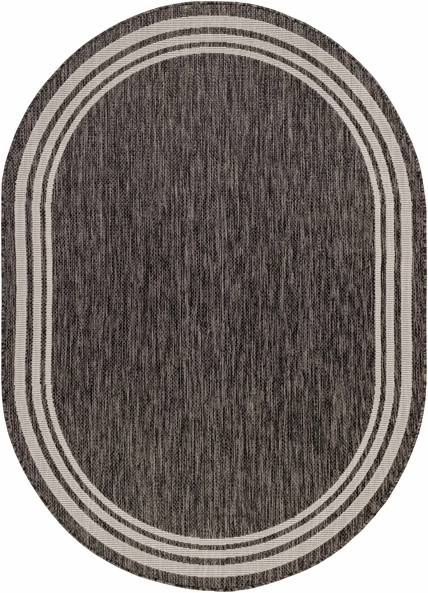 Modern Solid Plain Charcoal and Ivory Stripes Design Outdoor Safe Area Rug - Image 17