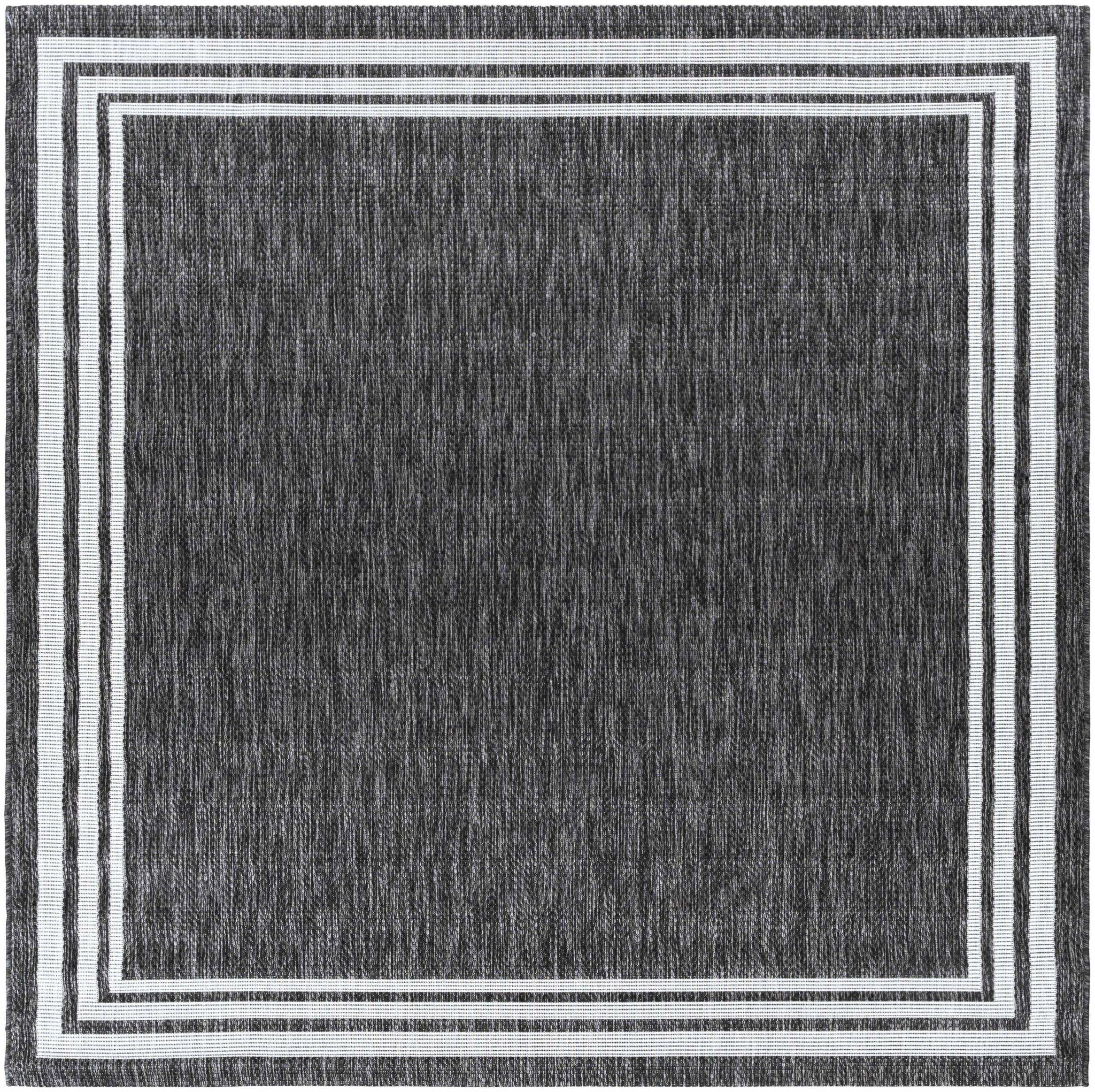 Modern Solid Plain Charcoal and Ivory Stripes Design Outdoor Safe Area Rug - Image 7