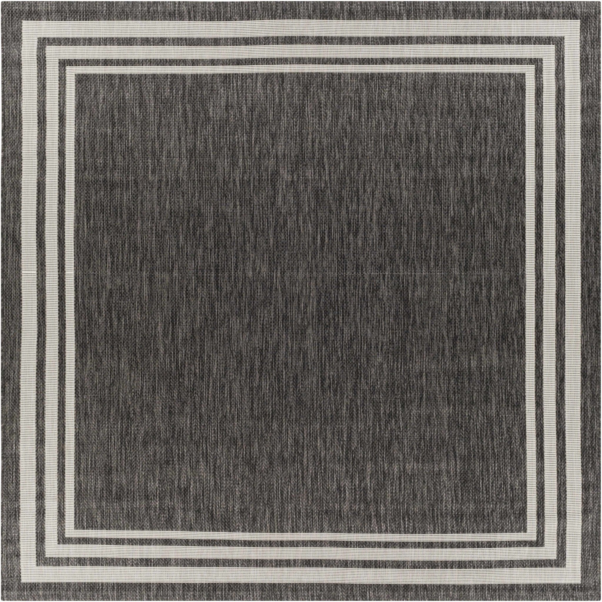 Modern Solid Plain Charcoal and Ivory Stripes Design Outdoor Safe Area Rug - Image 9