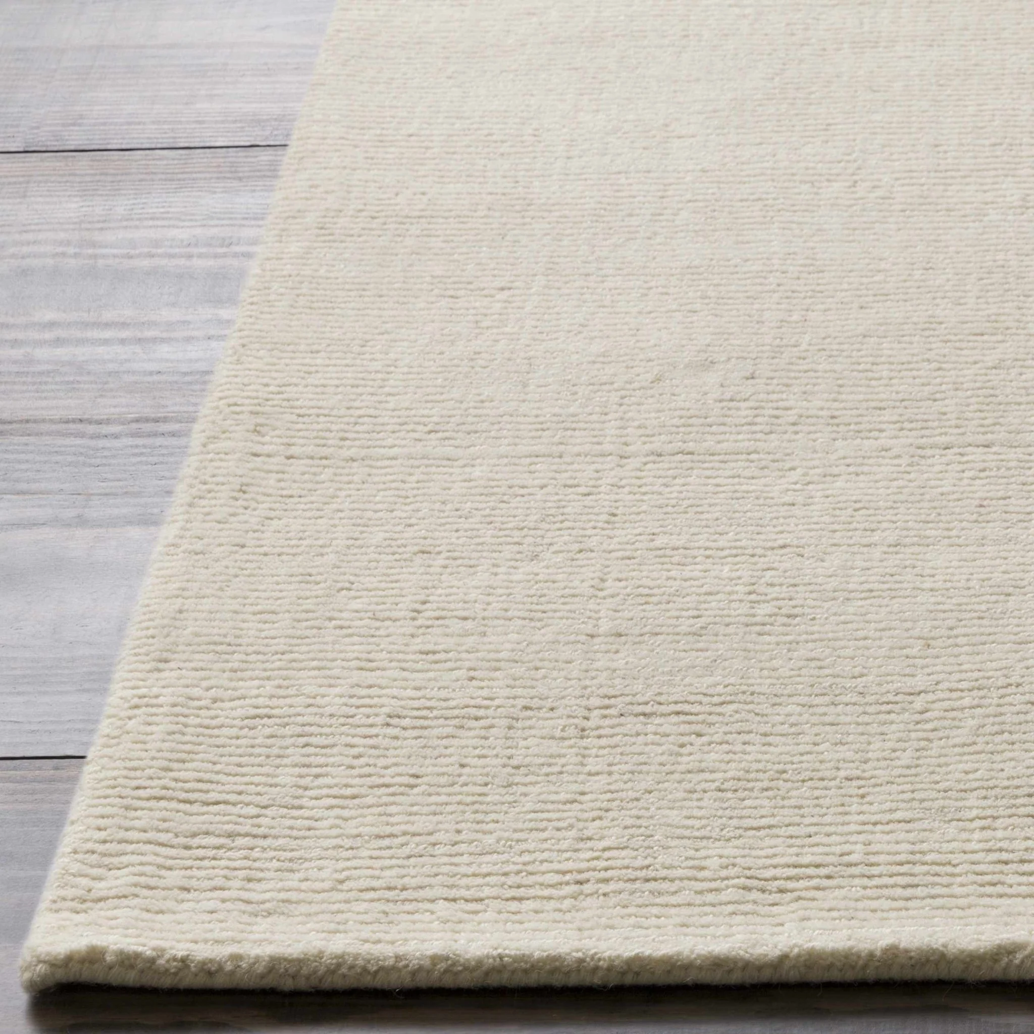 Modern Solid Plain Ivory Hand loomed Multi size Wool Area Rug - Image 7