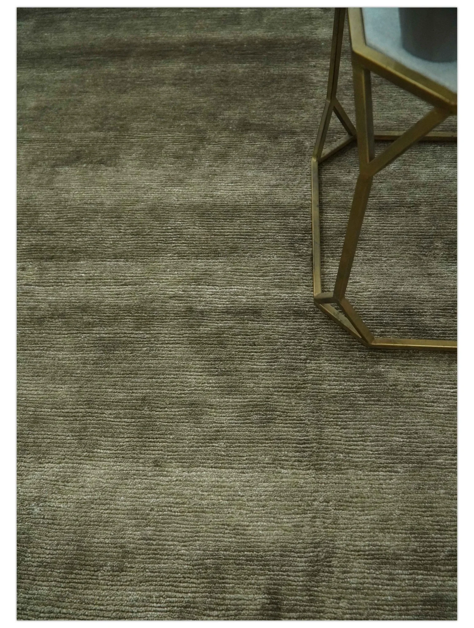 Modern Solid Plain Olive Hand Knotted 6x9 Bamboo Silk area Rug - Image 2