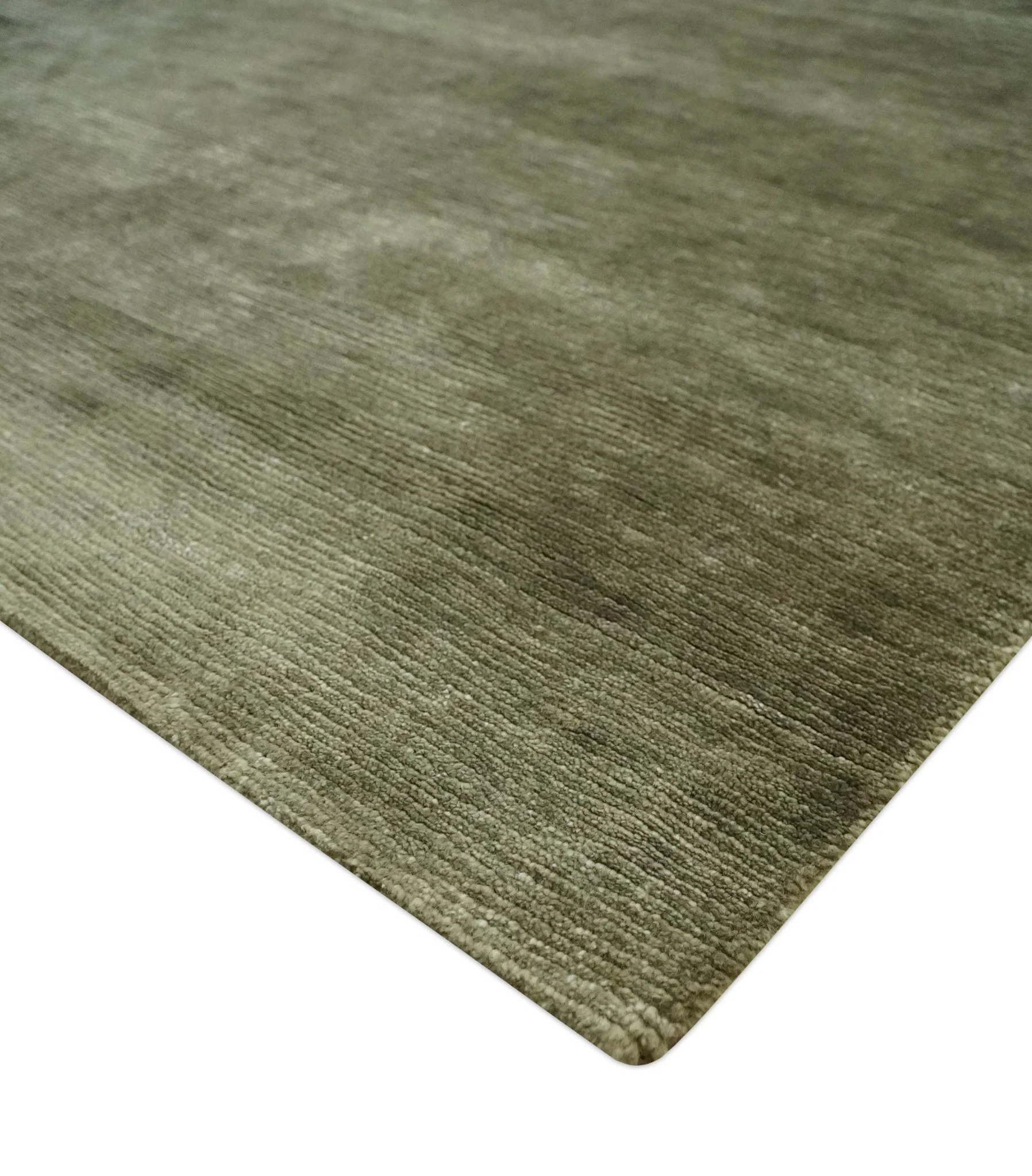 Modern Solid Plain Olive Hand Knotted 6x9 Bamboo Silk area Rug - Image 5