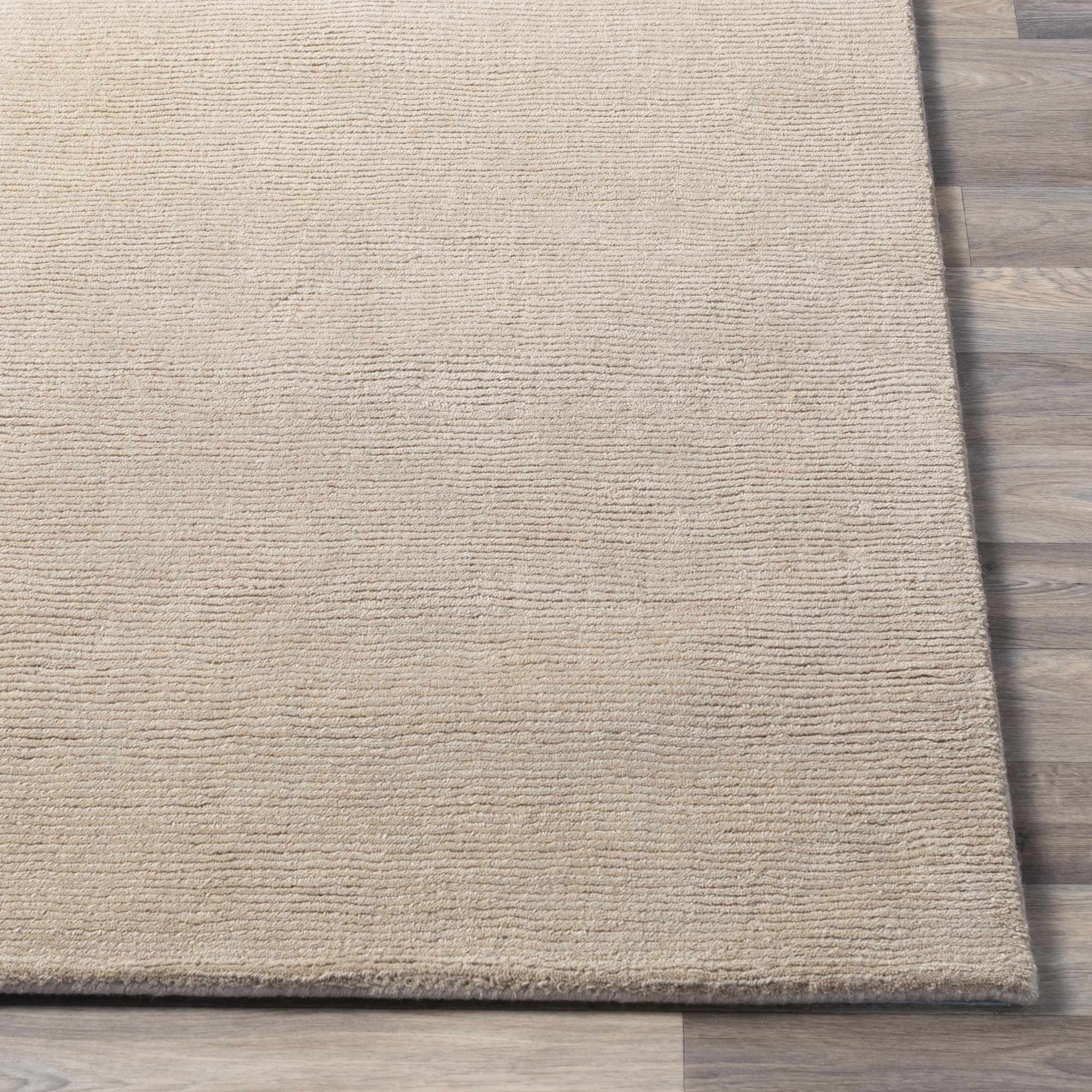 Modern Solid Plain Taupe Hand loomed Multi Size wool Rug - Image 11