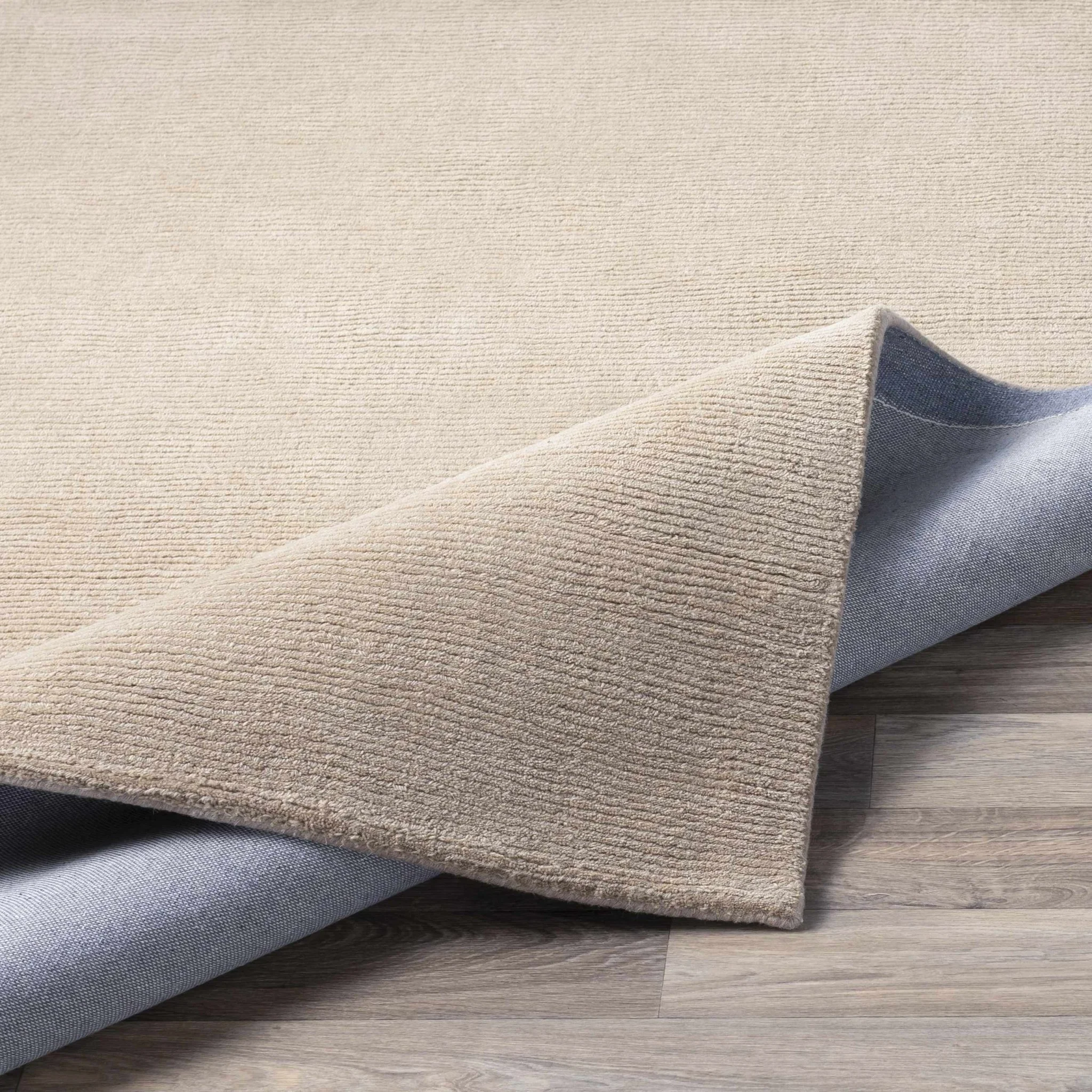 Modern Solid Plain Taupe Hand loomed Multi Size wool Rug - Image 13