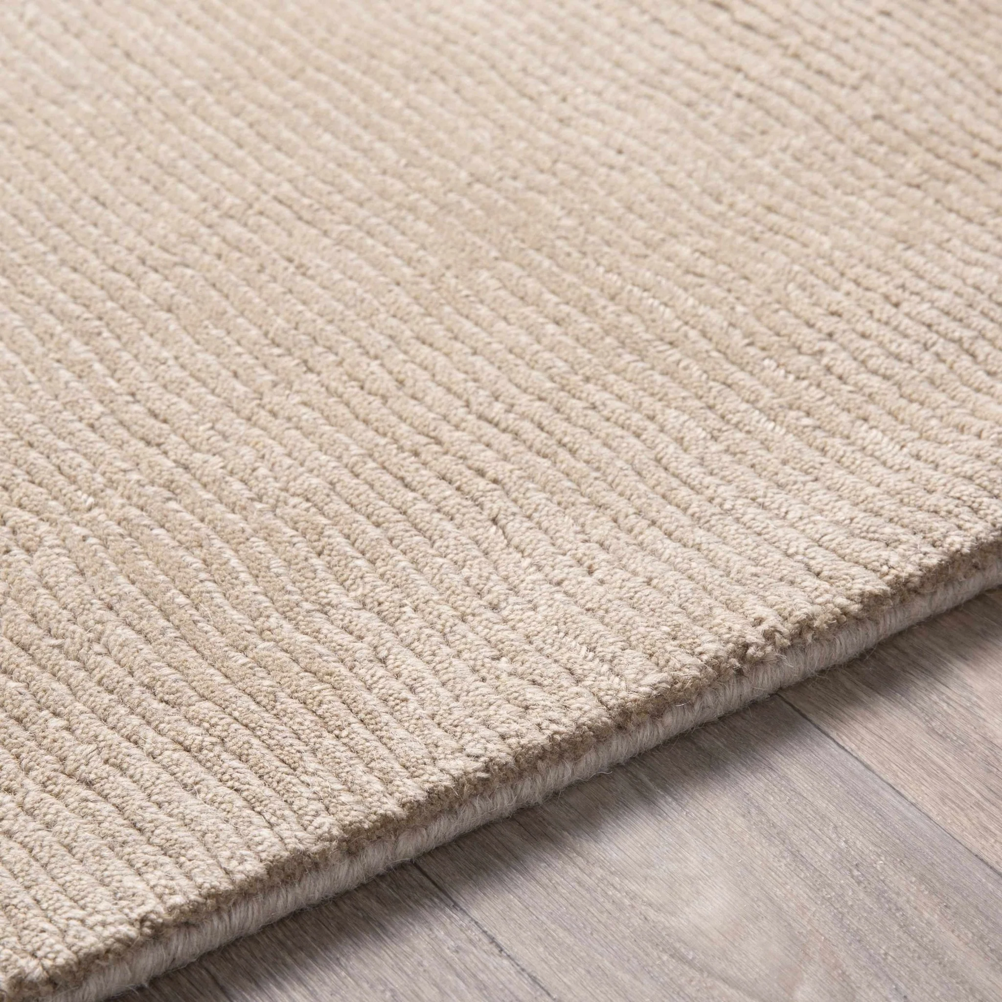 Modern Solid Plain Taupe Hand loomed Multi Size wool Rug - Image 8