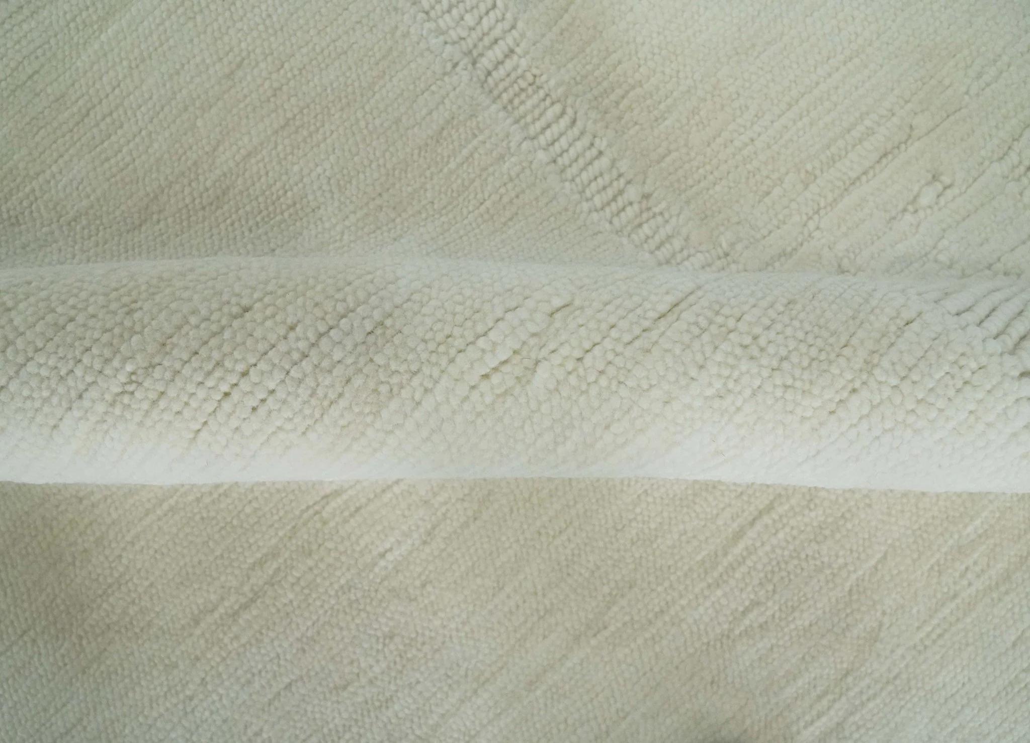 Modern Loop Cut Pile Solid plane Beige Hand Knotted 8x10 Wool Area Rug - Image 6