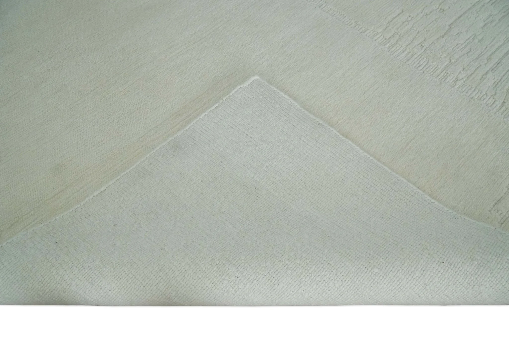 Modern Loop Cut Pile Solid plane Beige Hand Knotted 8x10 Wool Area Rug - Image 7