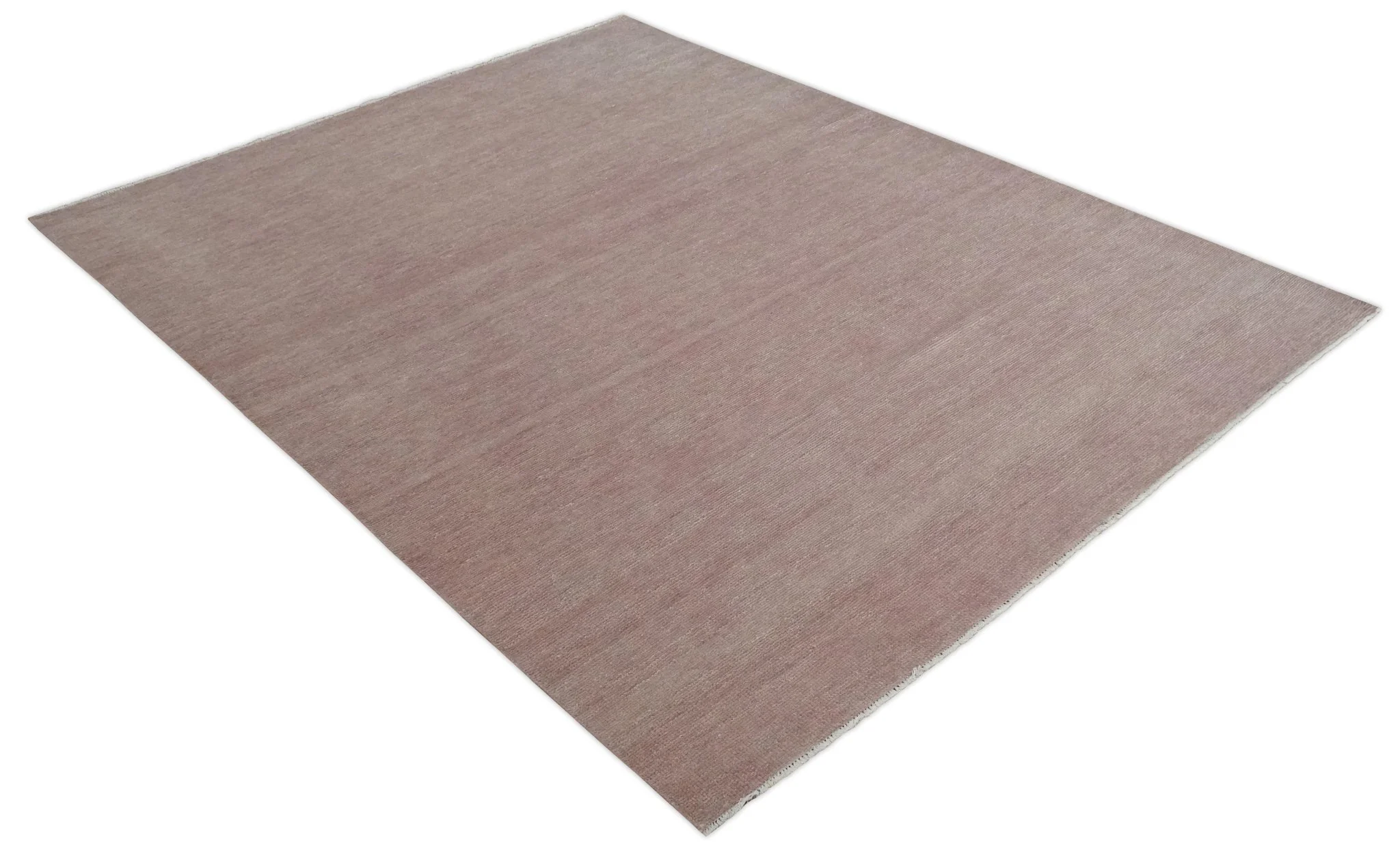 Contemporary Custom Made Modern Solid Peach Hand knotted Wool Area Rug - Image 9