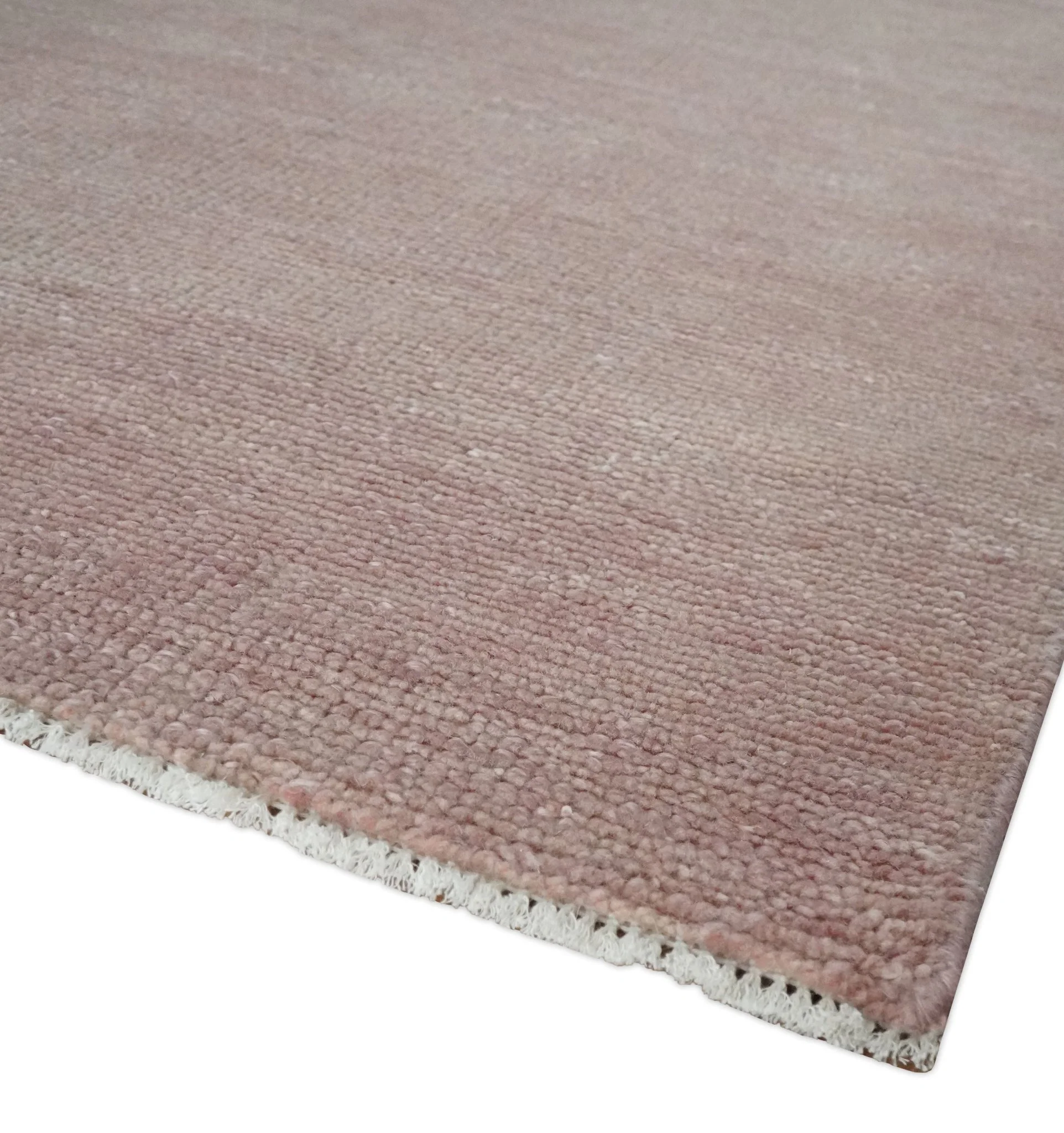 Modern Contemporary Solid Peach Hand knotted 8x10 wool Area Rug - Image 5