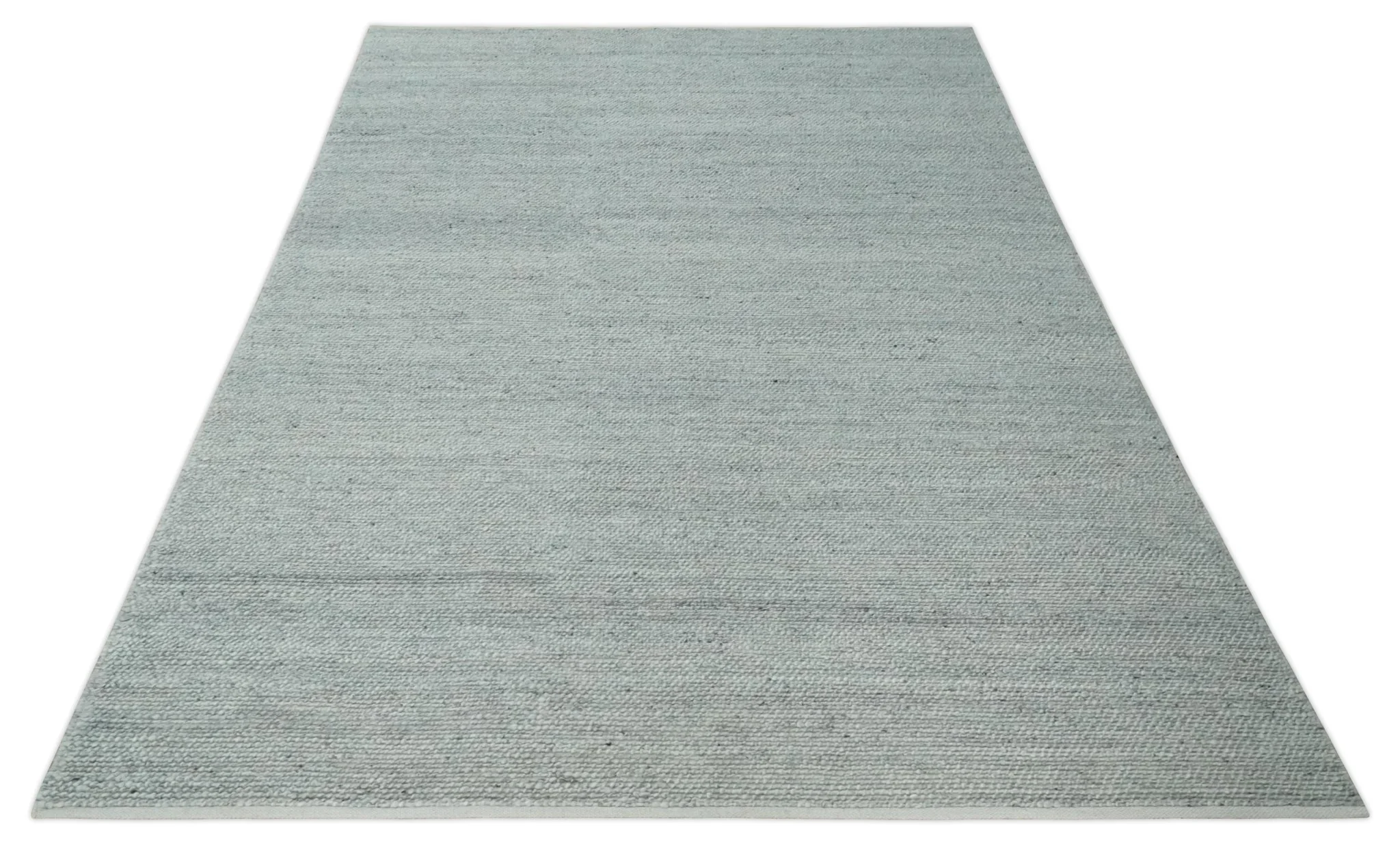 Large 8x13 Modern Contemporary Solid Silver Hand Knotted Wool Area Rug - Image 10