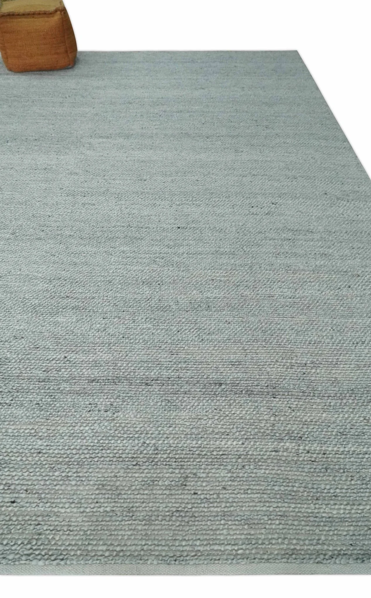 Large 8x13 Modern Contemporary Solid Silver Hand Knotted Wool Area Rug - Image 3