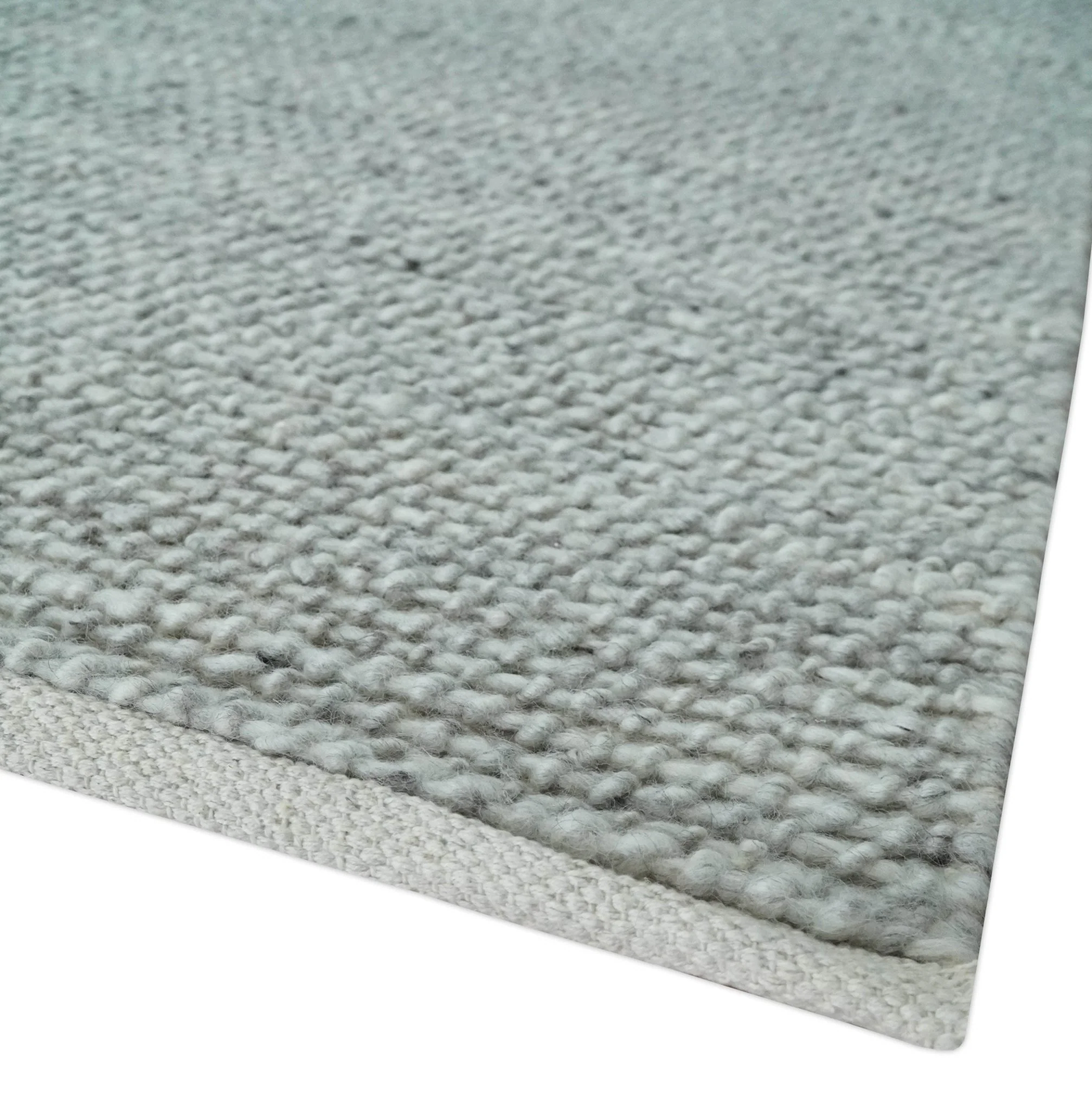 Large 8x13 Modern Contemporary Solid Silver Hand Knotted Wool Area Rug - Image 5