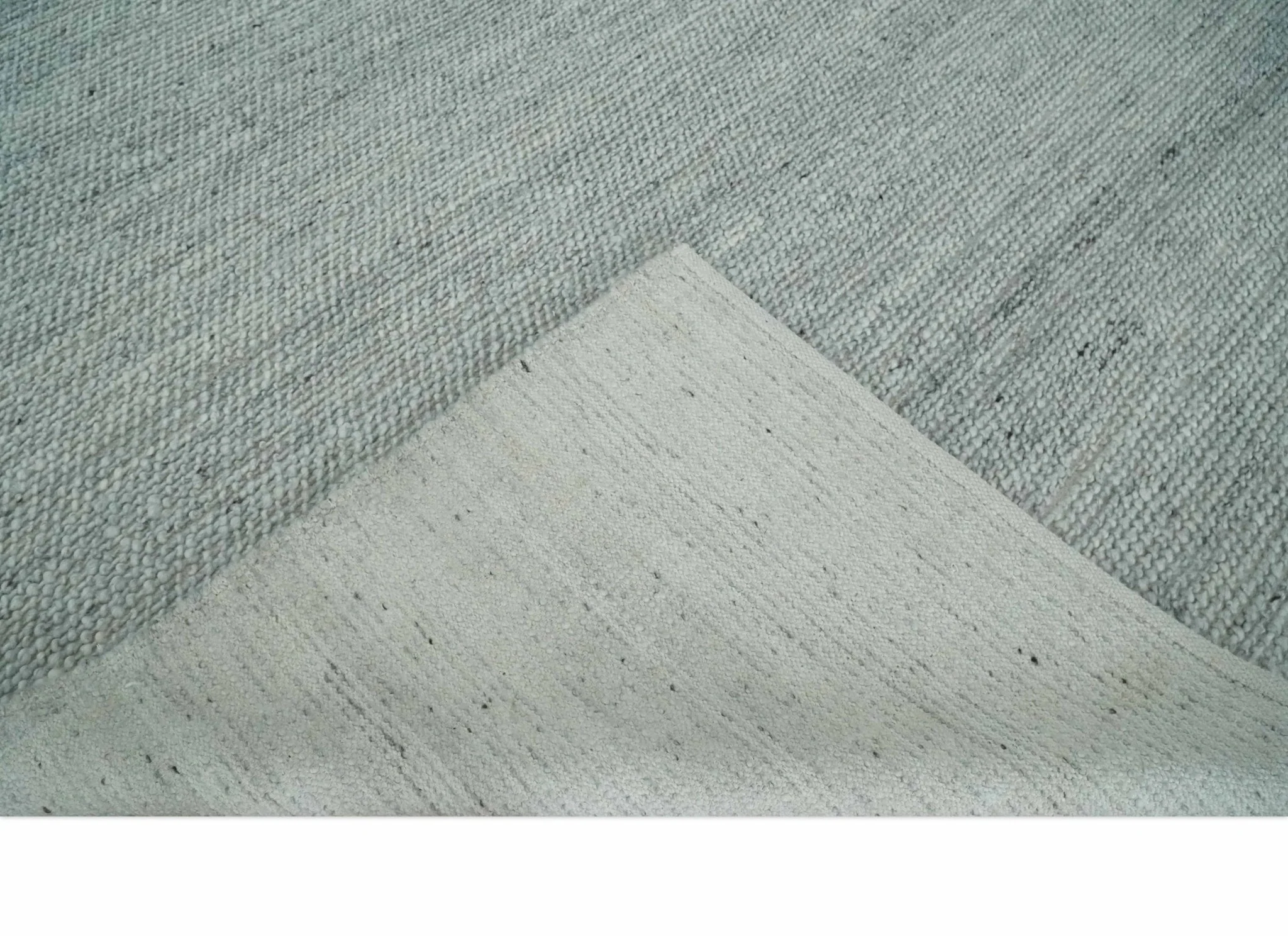 Large 8x13 Modern Contemporary Solid Silver Hand Knotted Wool Area Rug - Image 6