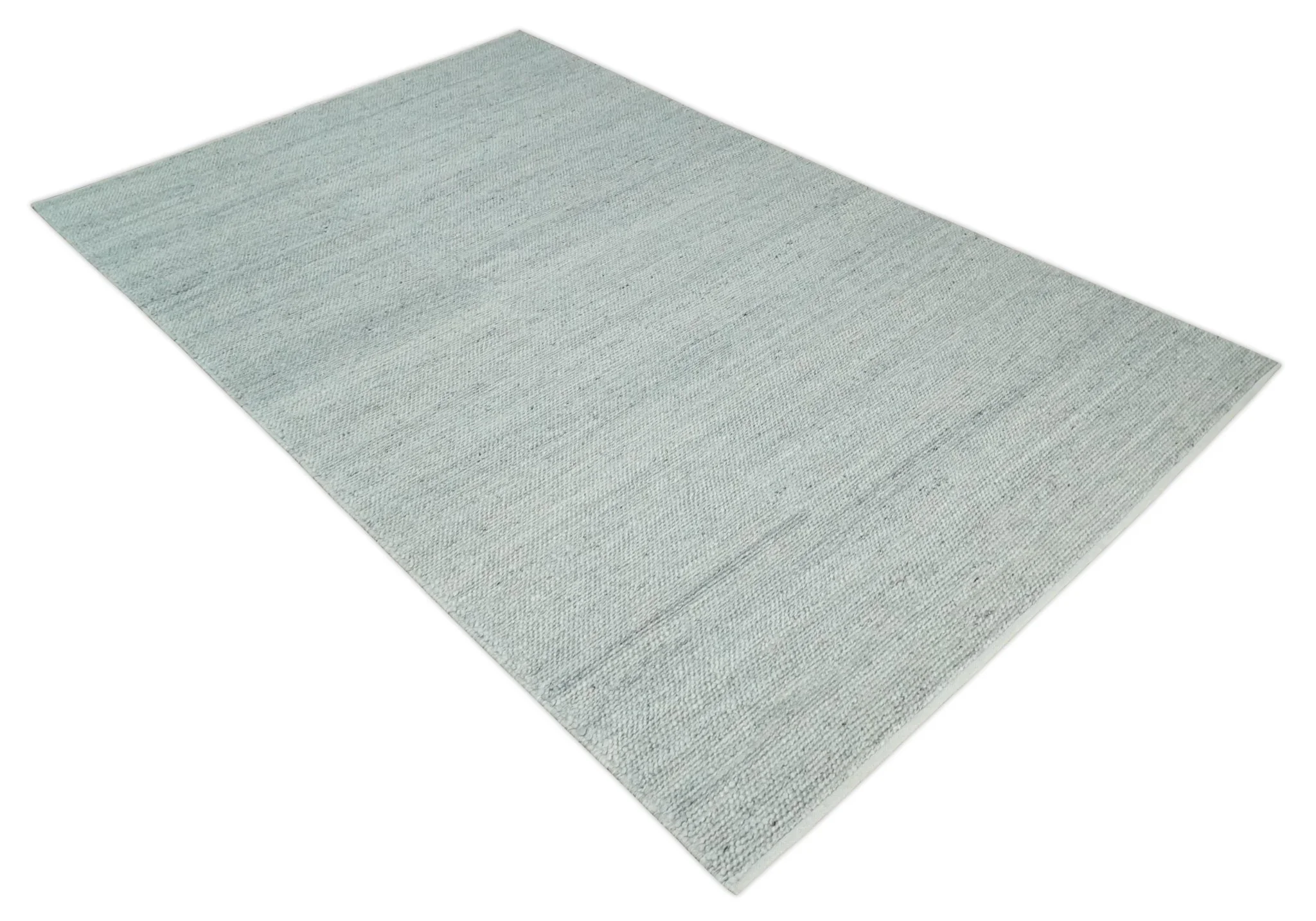 Large 8x13 Modern Contemporary Solid Silver Hand Knotted Wool Area Rug - Image 9